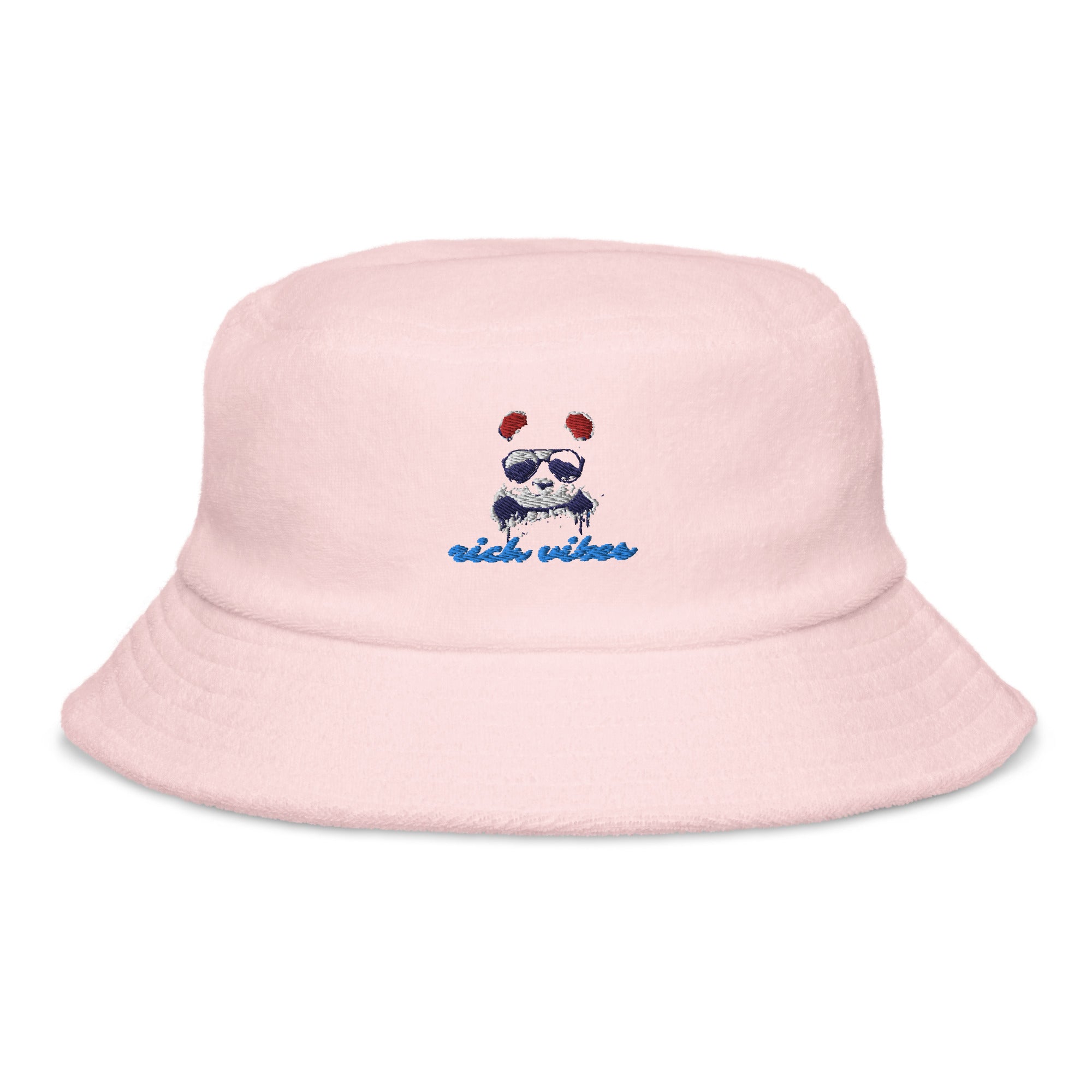 Rich Vibes Sunset Beach Panda - Unstructured terry cloth bucket hat