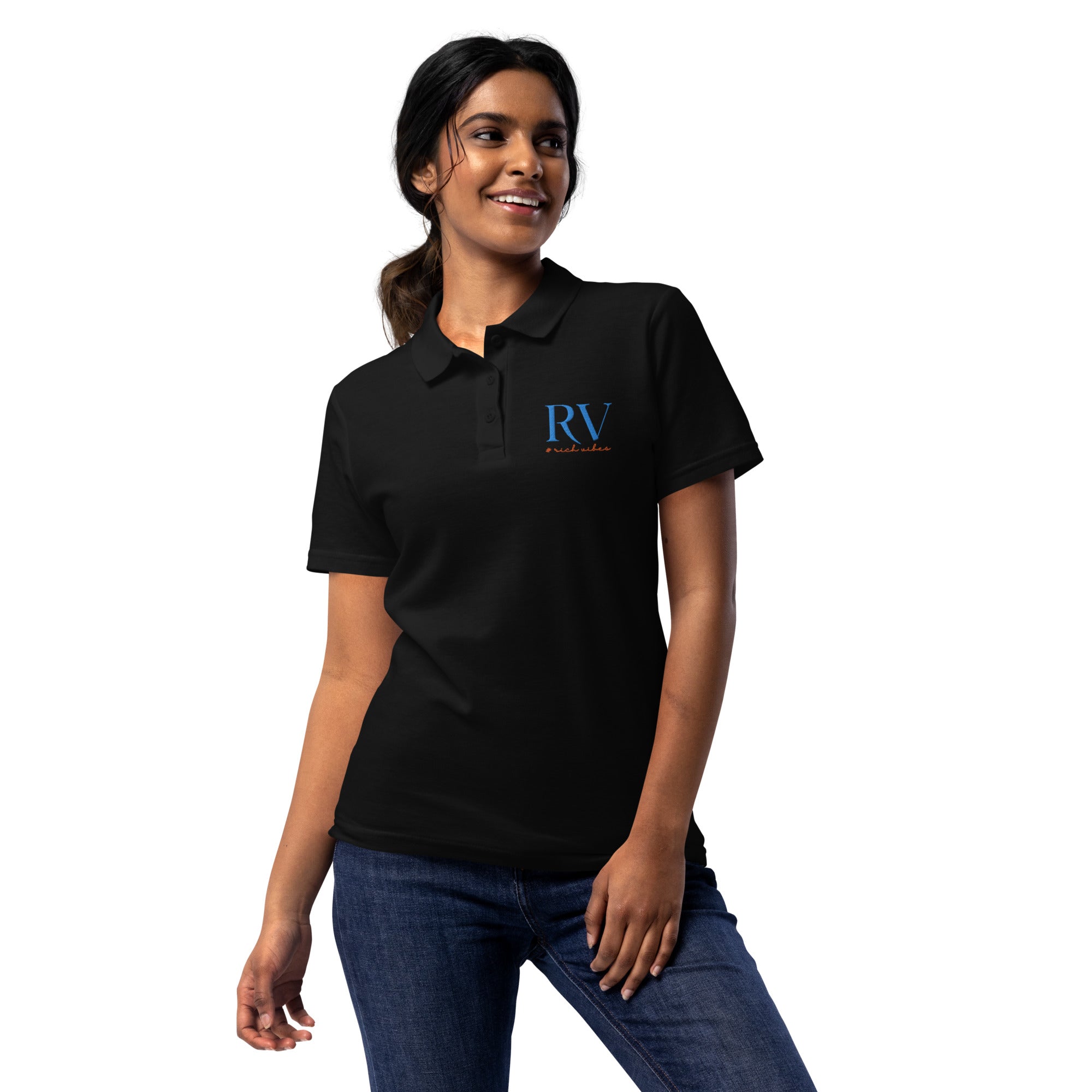 Rich Vibes RV Logo - Women’s pique polo shirt