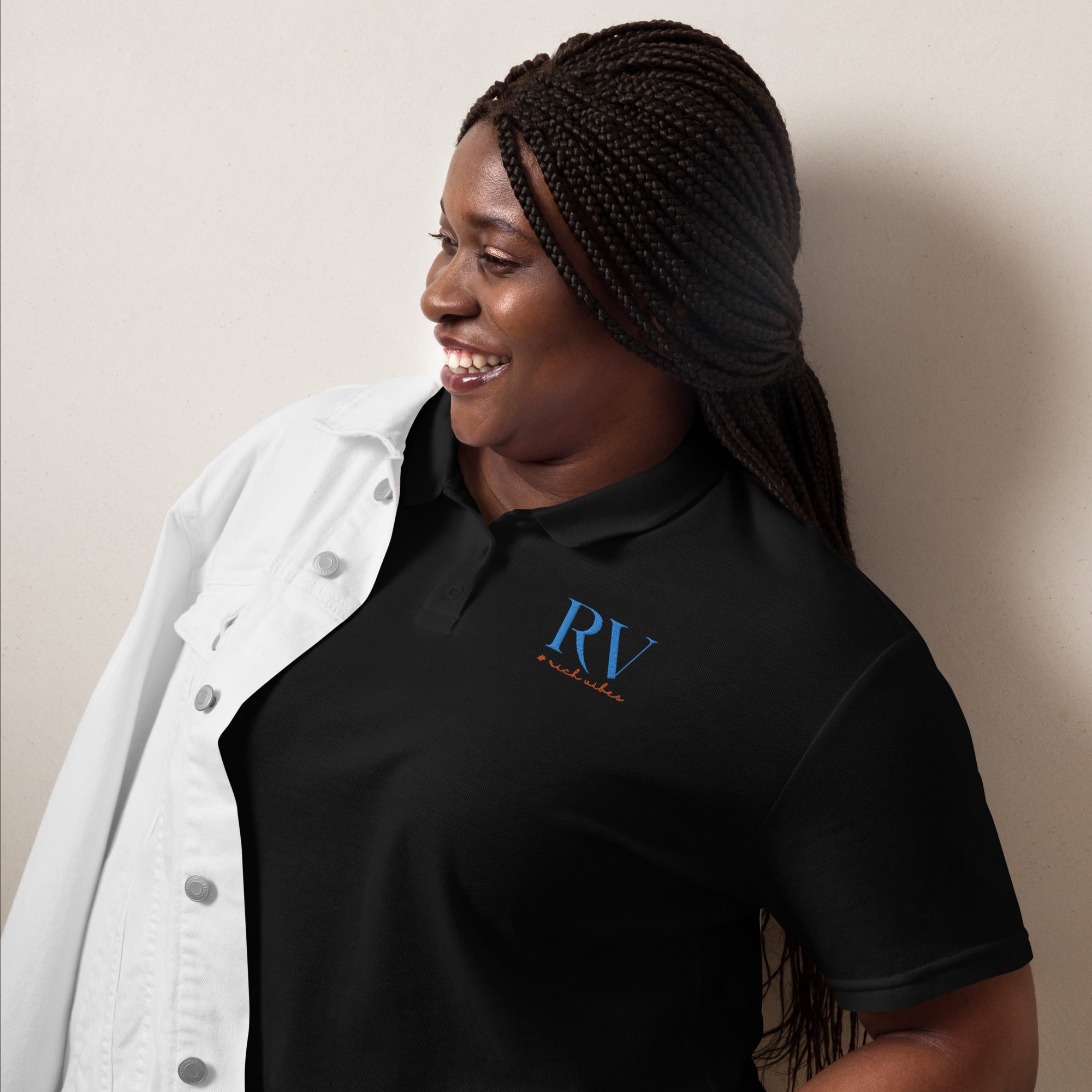 Rich Vibes RV Logo - Women’s pique polo shirt