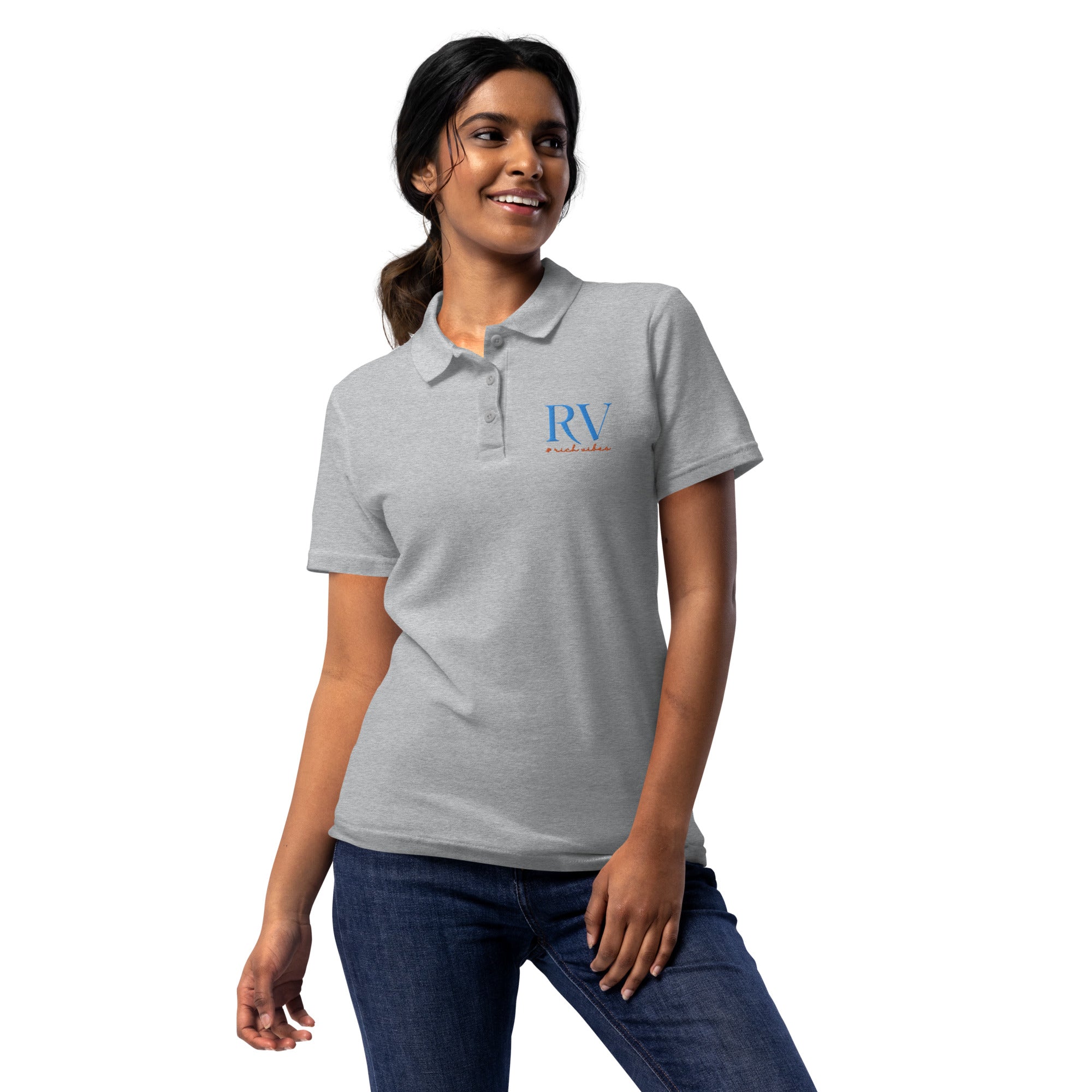 Rich Vibes RV Logo - Women’s pique polo shirt