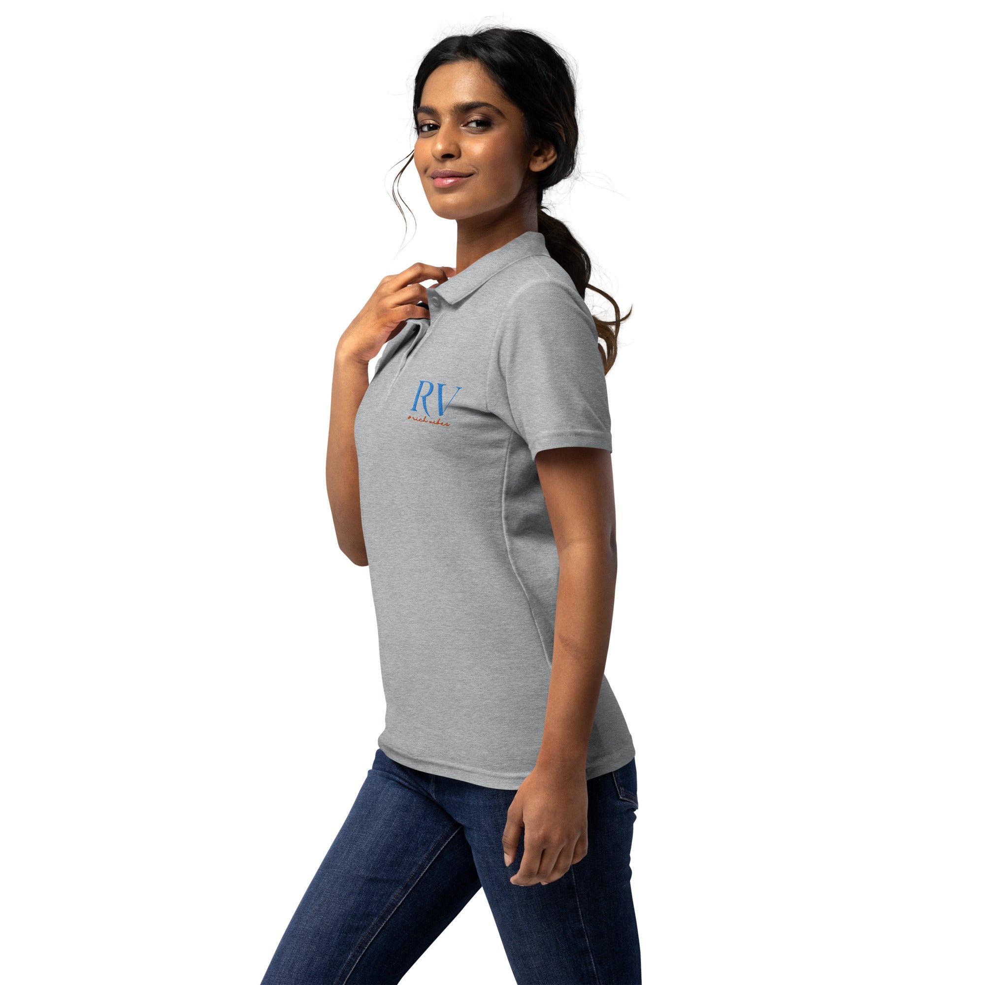 Rich Vibes RV Logo - Women’s pique polo shirt
