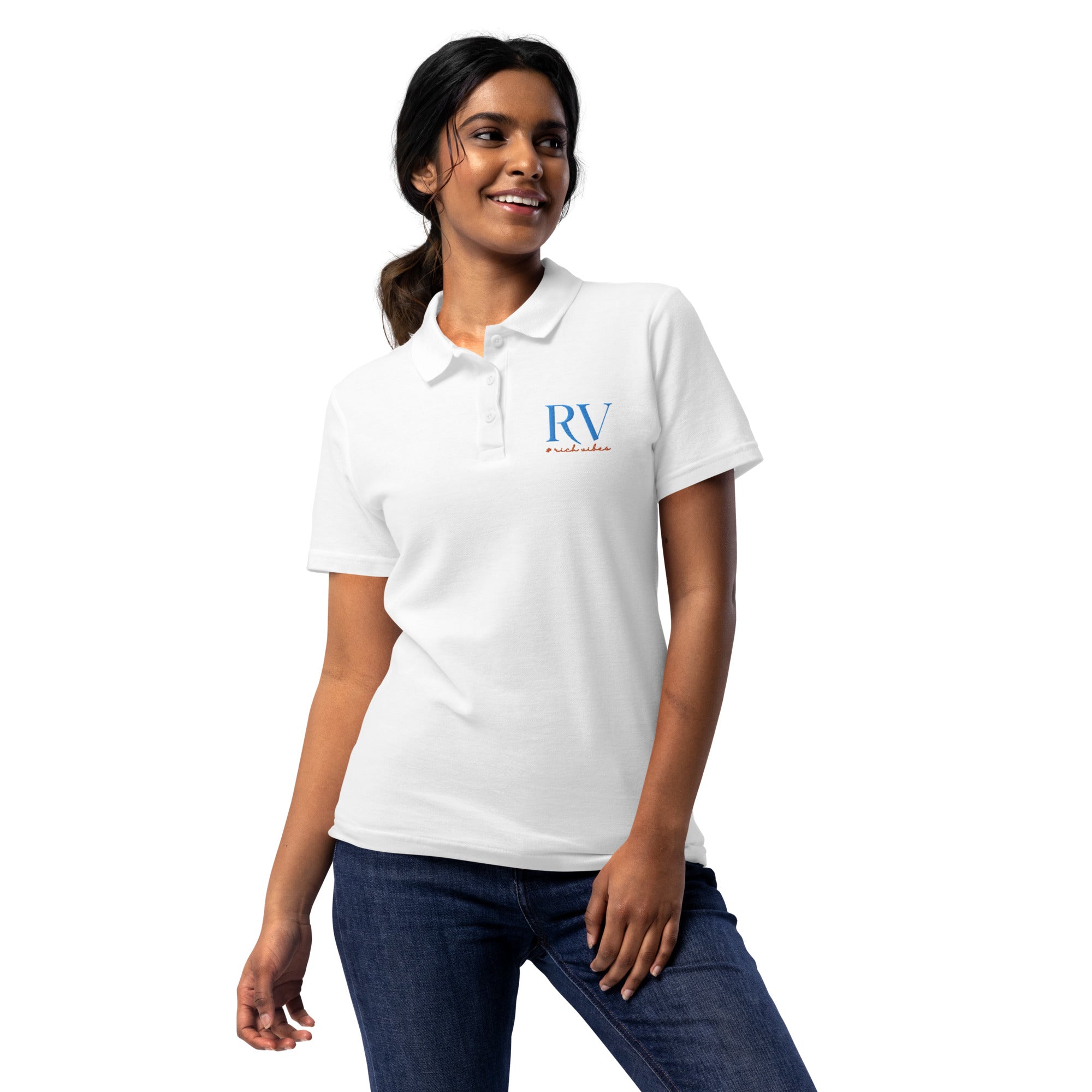 Rich Vibes RV Logo - Women’s pique polo shirt
