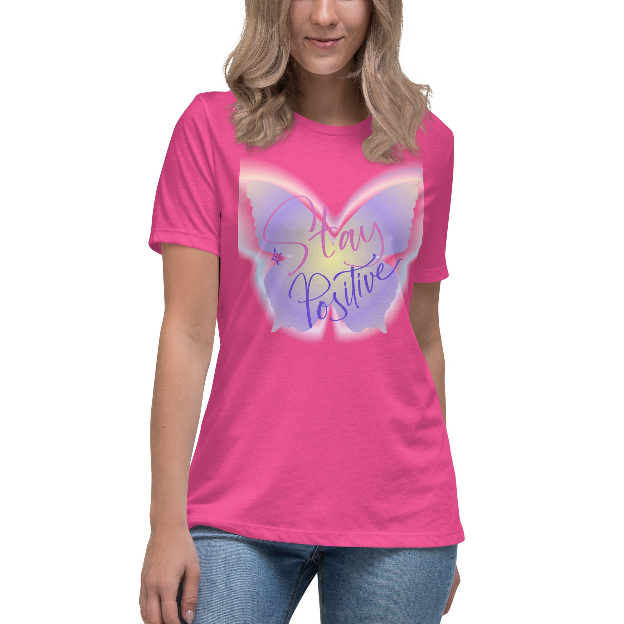 Vineyard Vibes Stay Positive Be Beautiful - Women's Relaxed T-Shirt