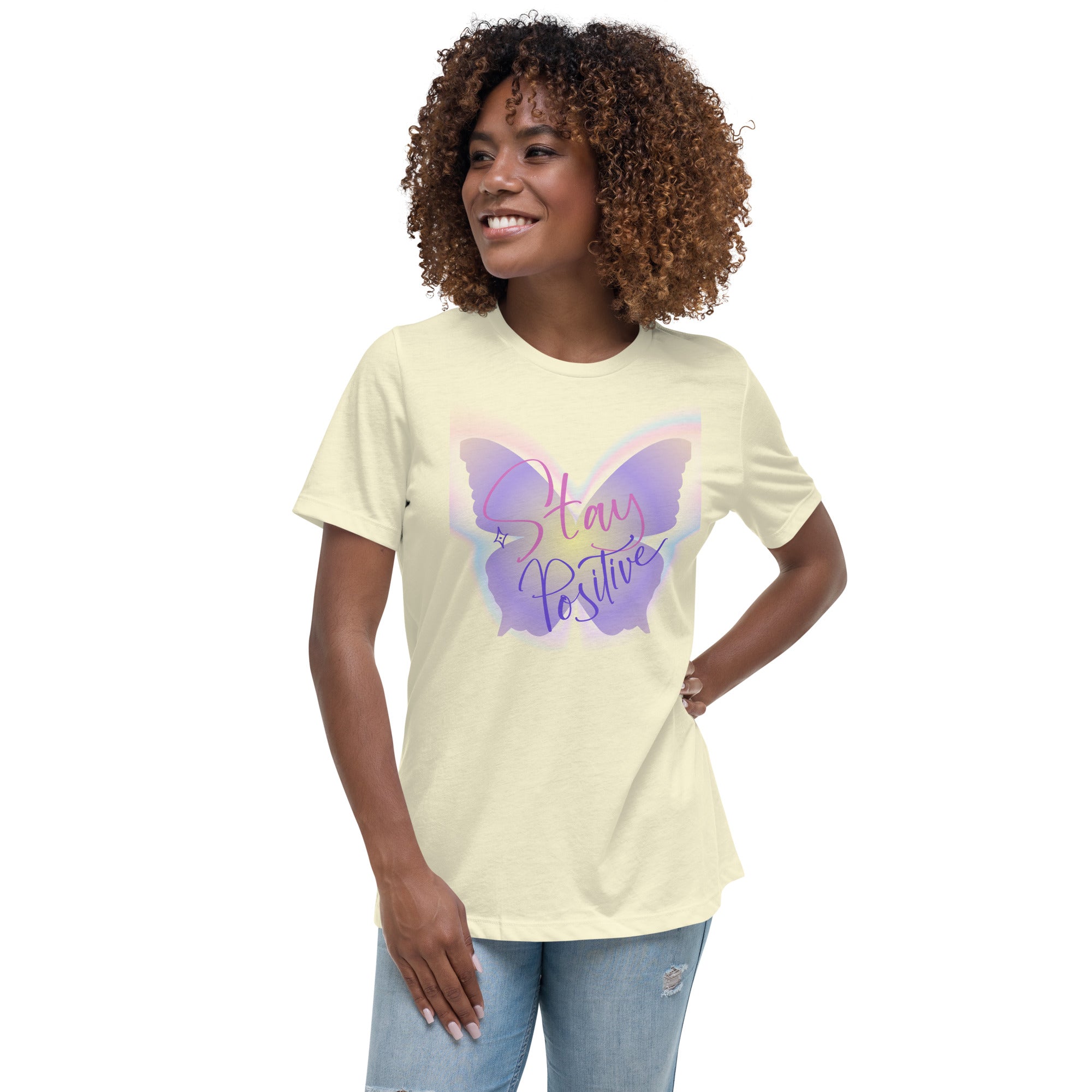 Vineyard Vibes Stay Positive Be Beautiful - Women's Relaxed T-Shirt