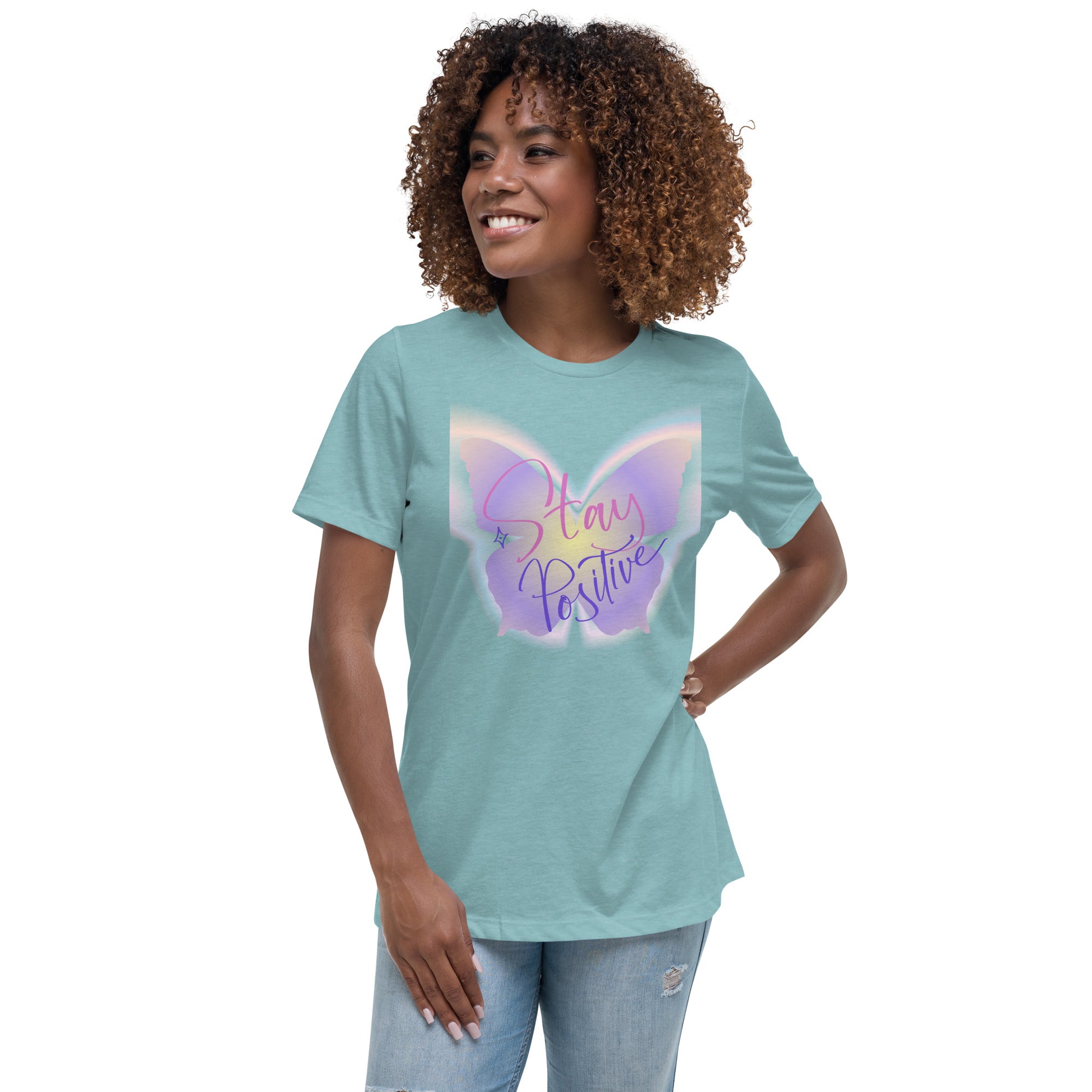 Vineyard Vibes Stay Positive Be Beautiful - Women's Relaxed T-Shirt