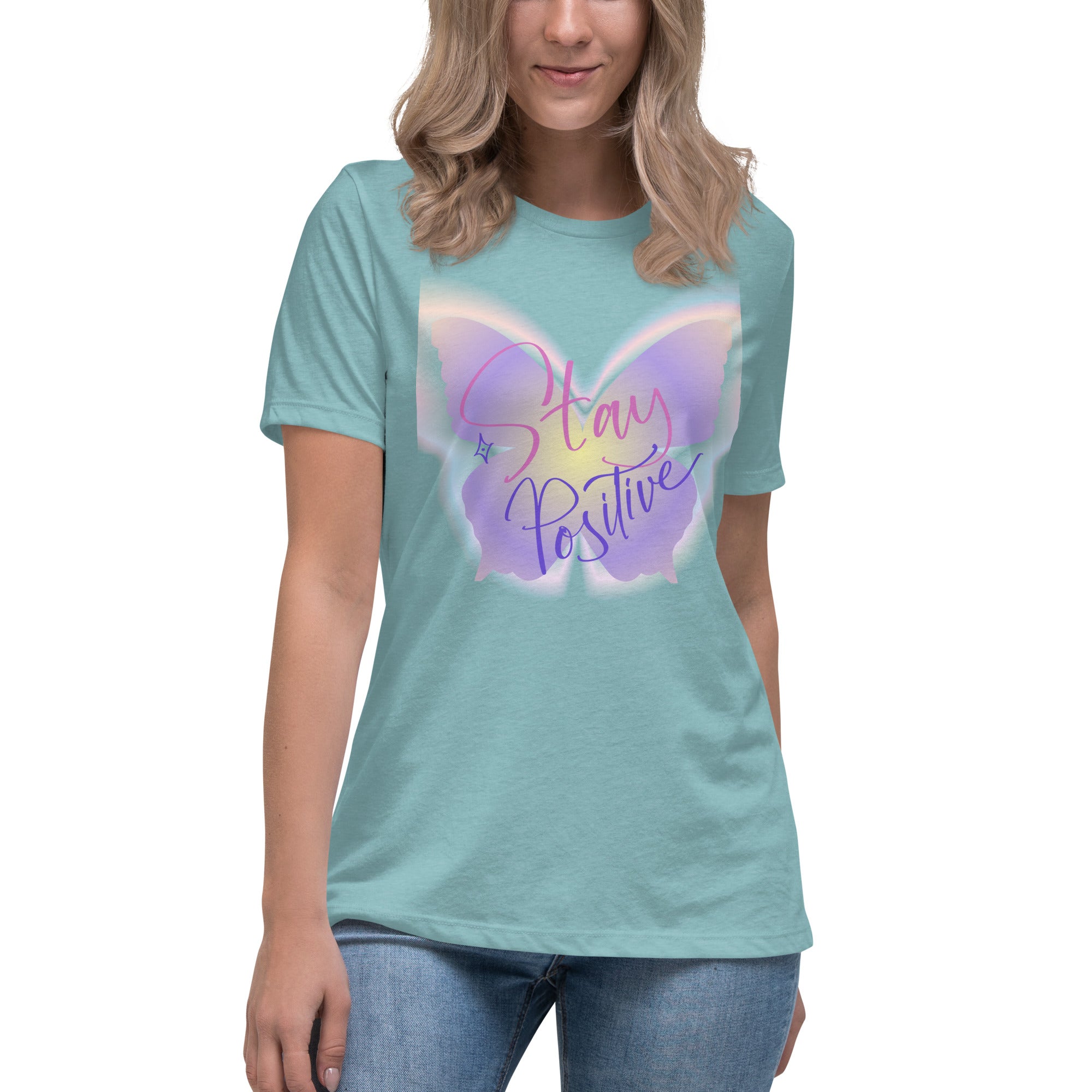 Vineyard Vibes Stay Positive Be Beautiful - Women's Relaxed T-Shirt