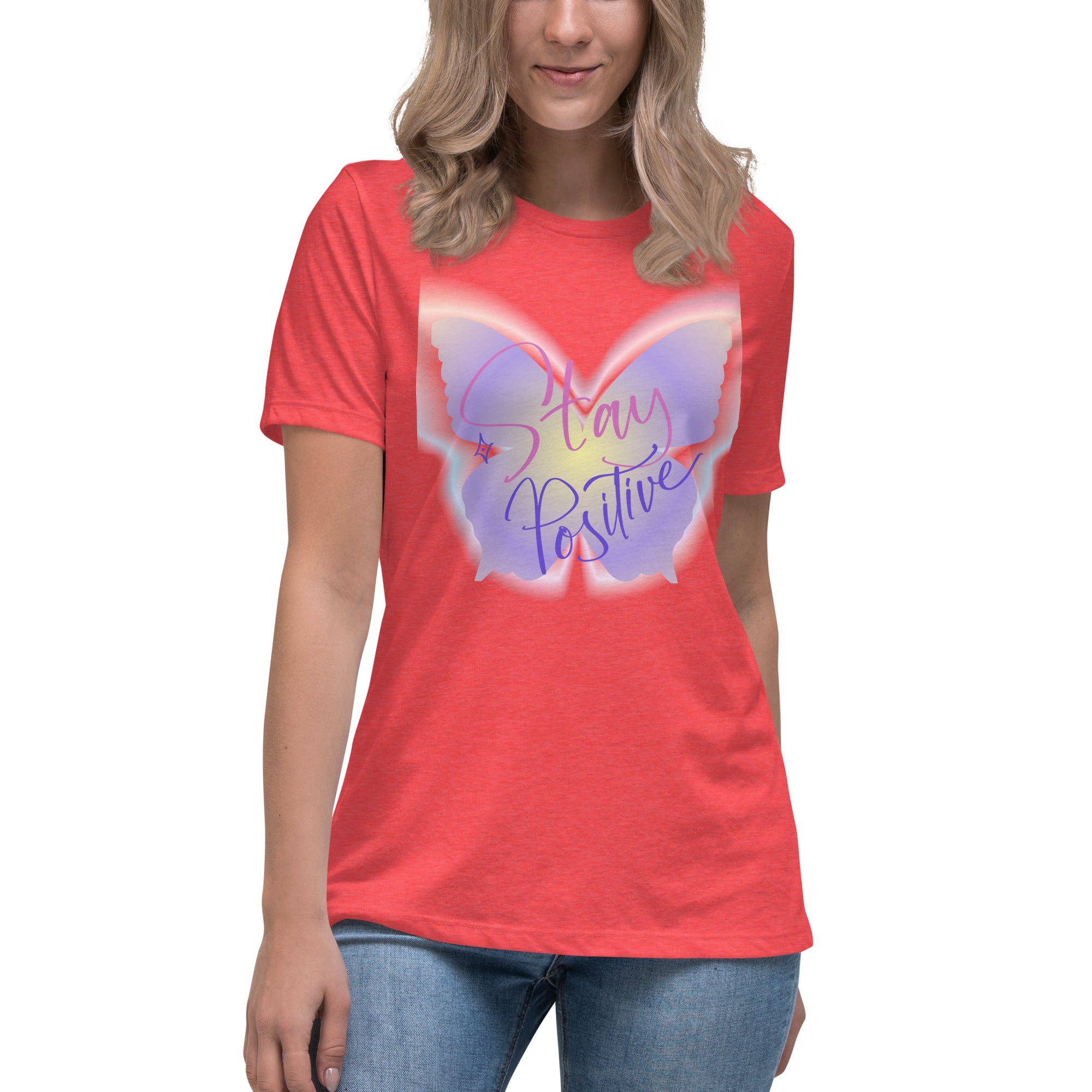 Vineyard Vibes Stay Positive Be Beautiful - Women's Relaxed T-Shirt