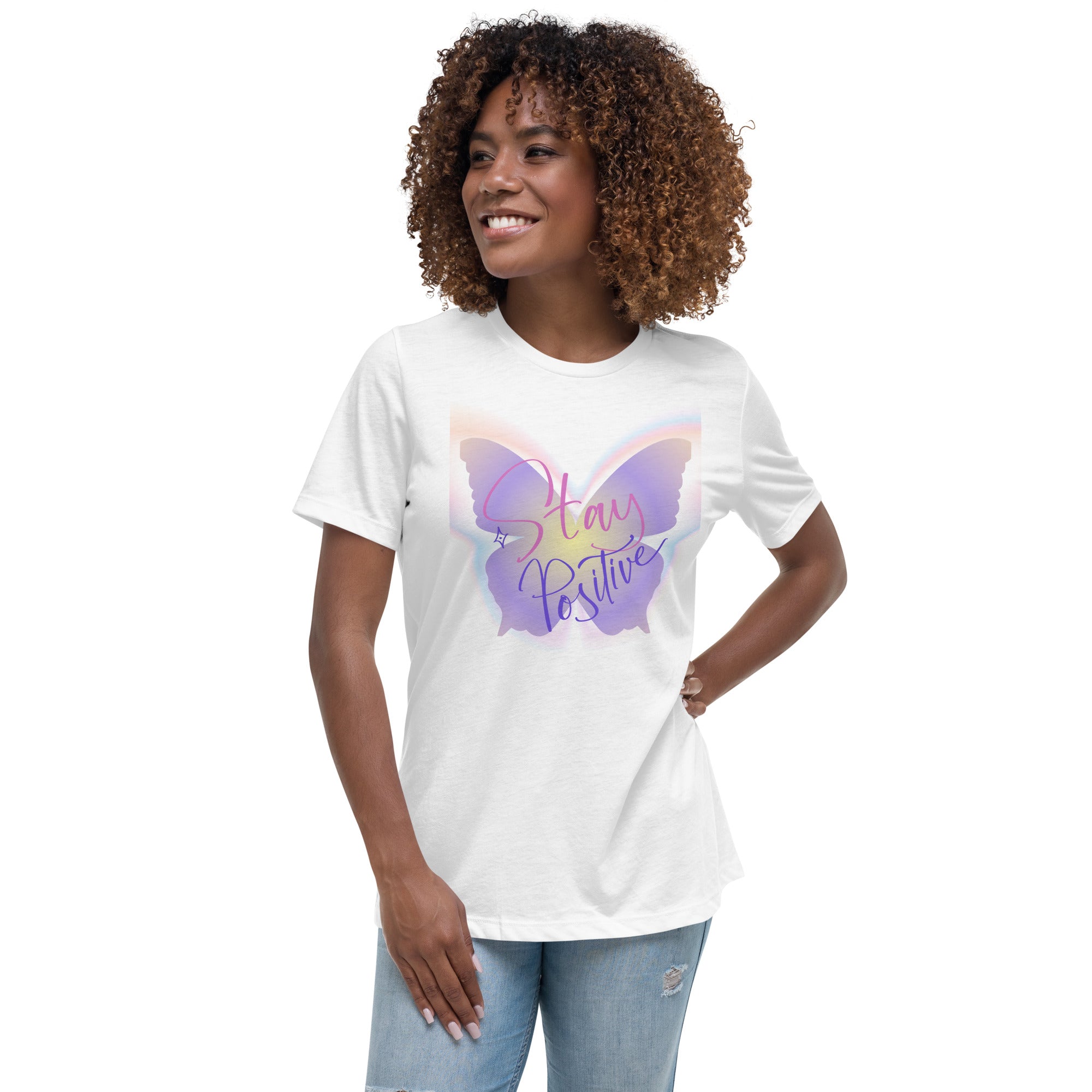 Vineyard Vibes Stay Positive Be Beautiful - Women's Relaxed T-Shirt