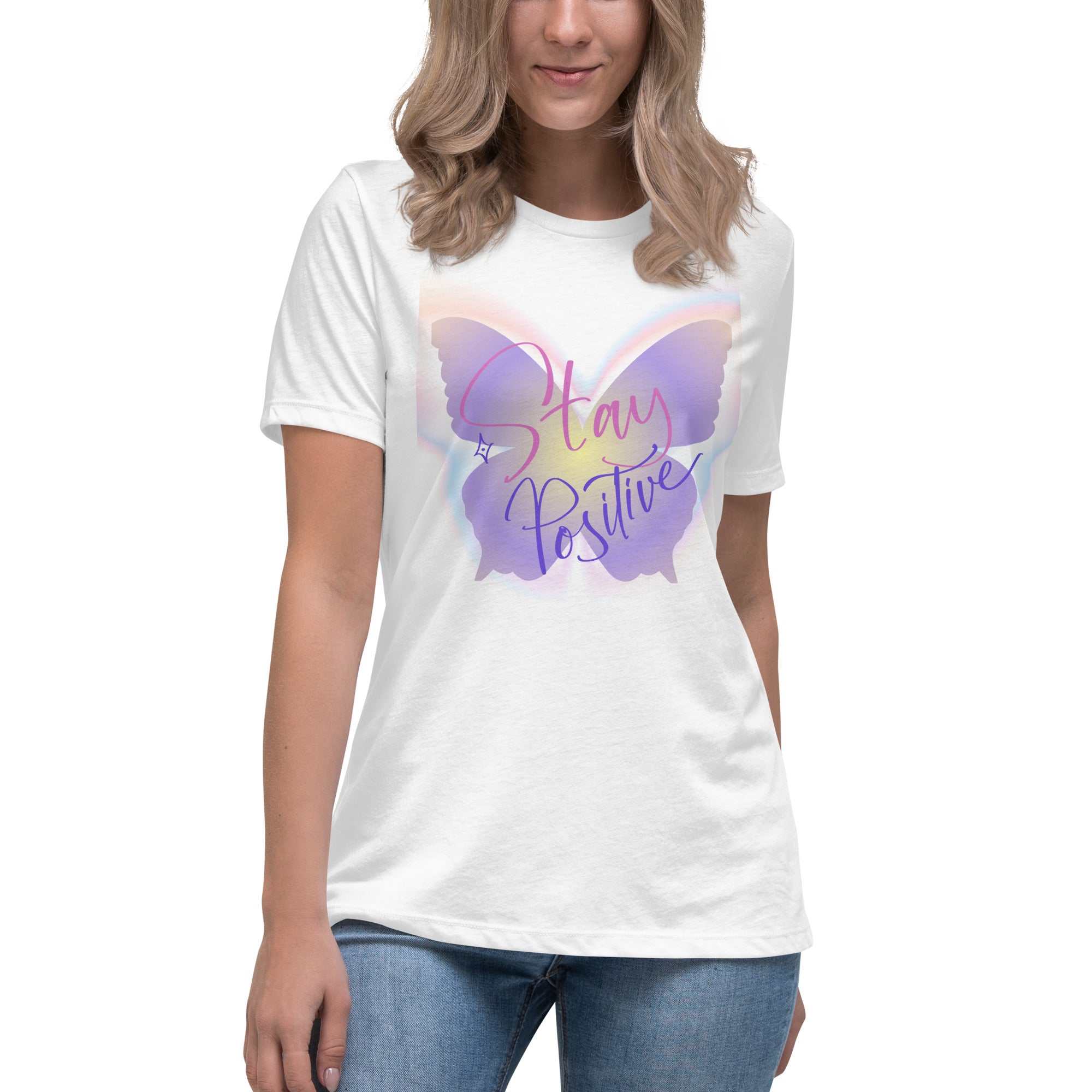 Vineyard Vibes Stay Positive Be Beautiful - Women's Relaxed T-Shirt