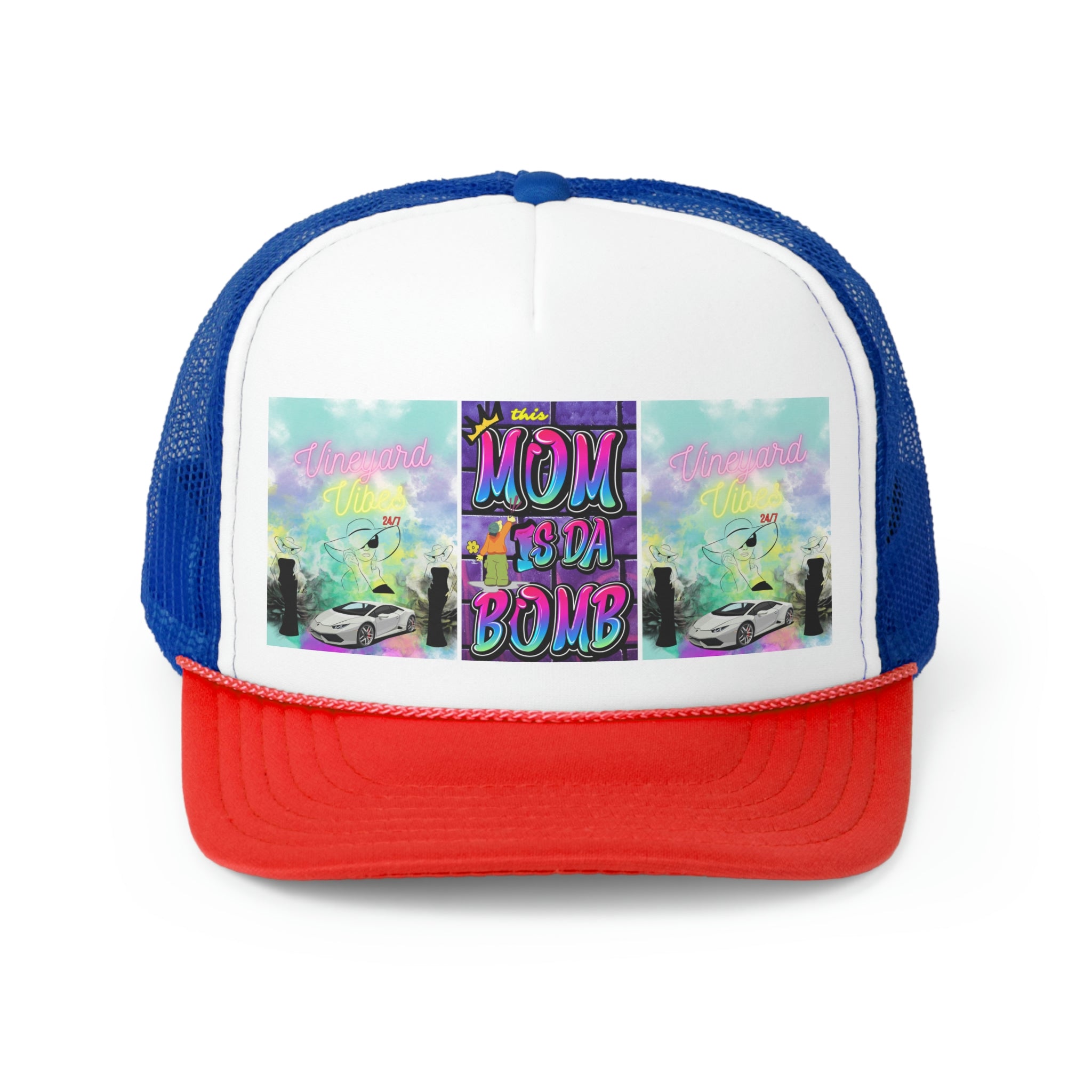 Vineyard Vibes Brand Of The Brave Purple Mom - Trucker Hat