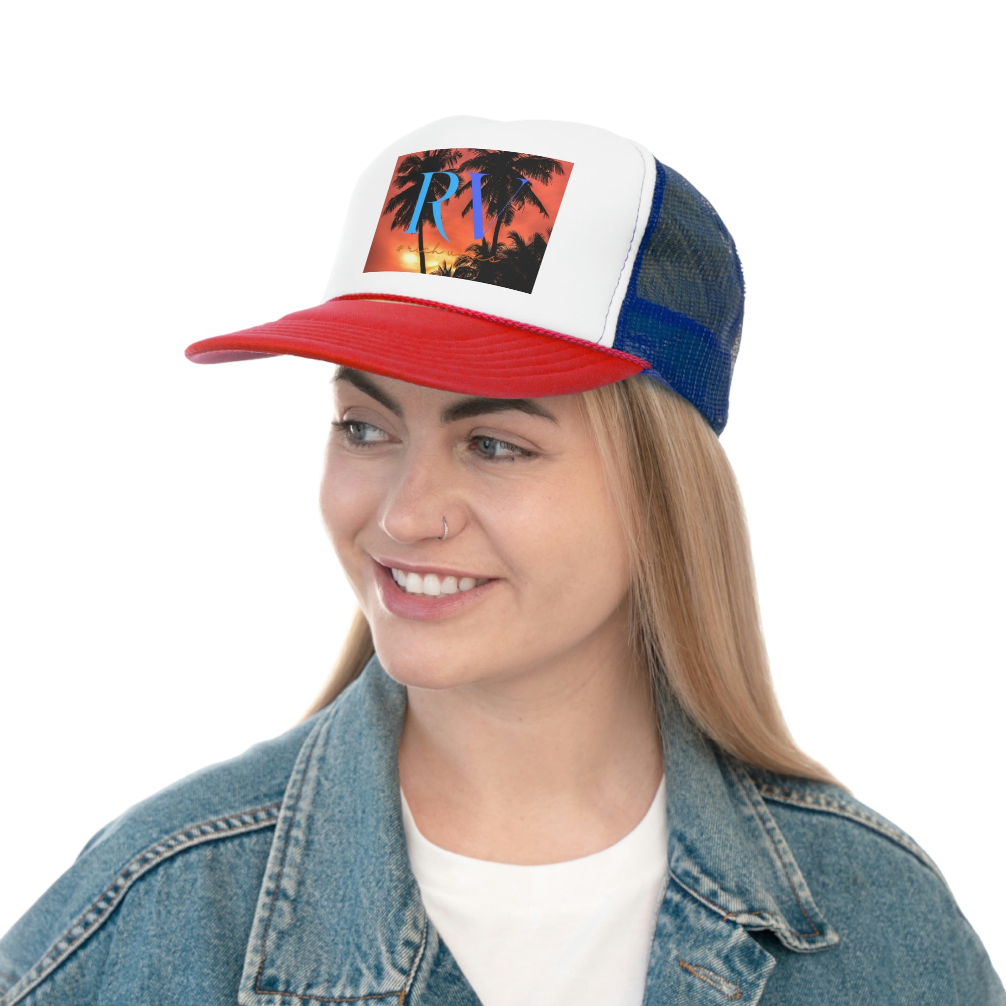 Rich Vibes Red Sunset RV Silhouette  - Trucker Hat