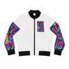 THIS MOM IS THE BOMB - 90s Retro - Women's White Bomber Jacket (AOP)