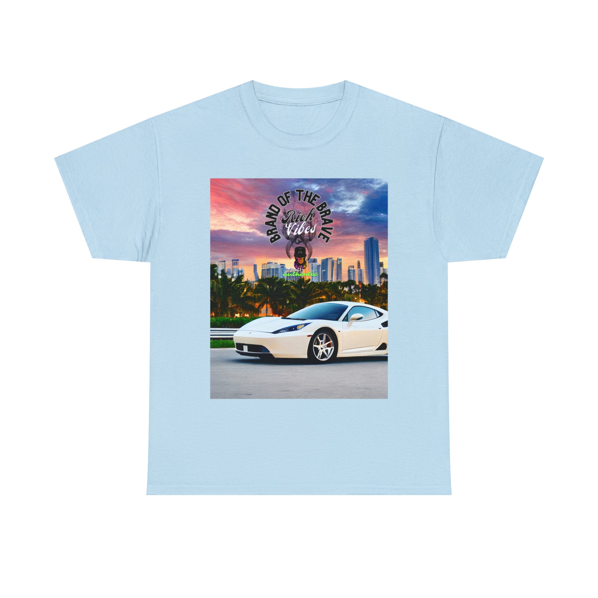 Rich Vibes Brand Of The Brave Motor Sport Miami Sunset- Heavy T-Shirt