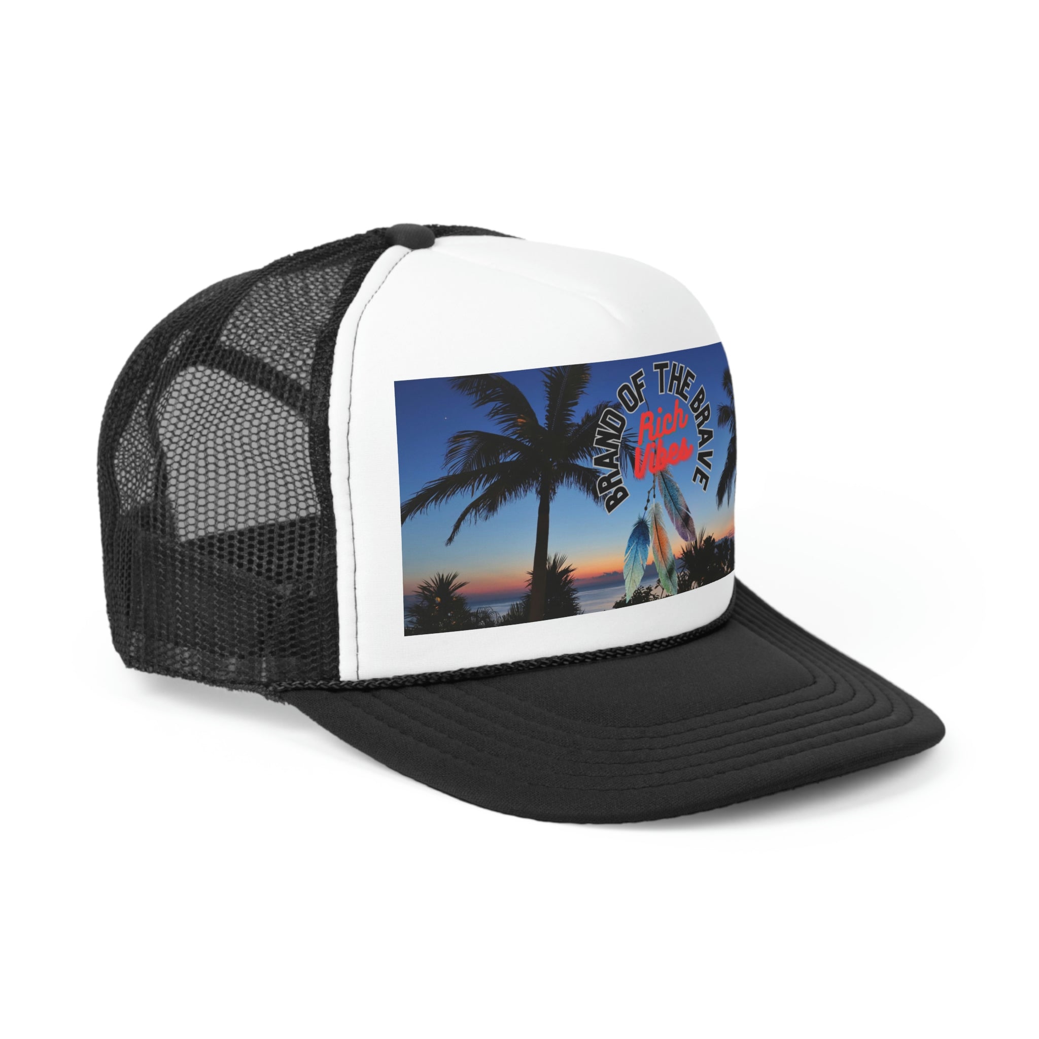 Rich Vibes Logo Sunset in Okinawa Beach - Trucker Hat