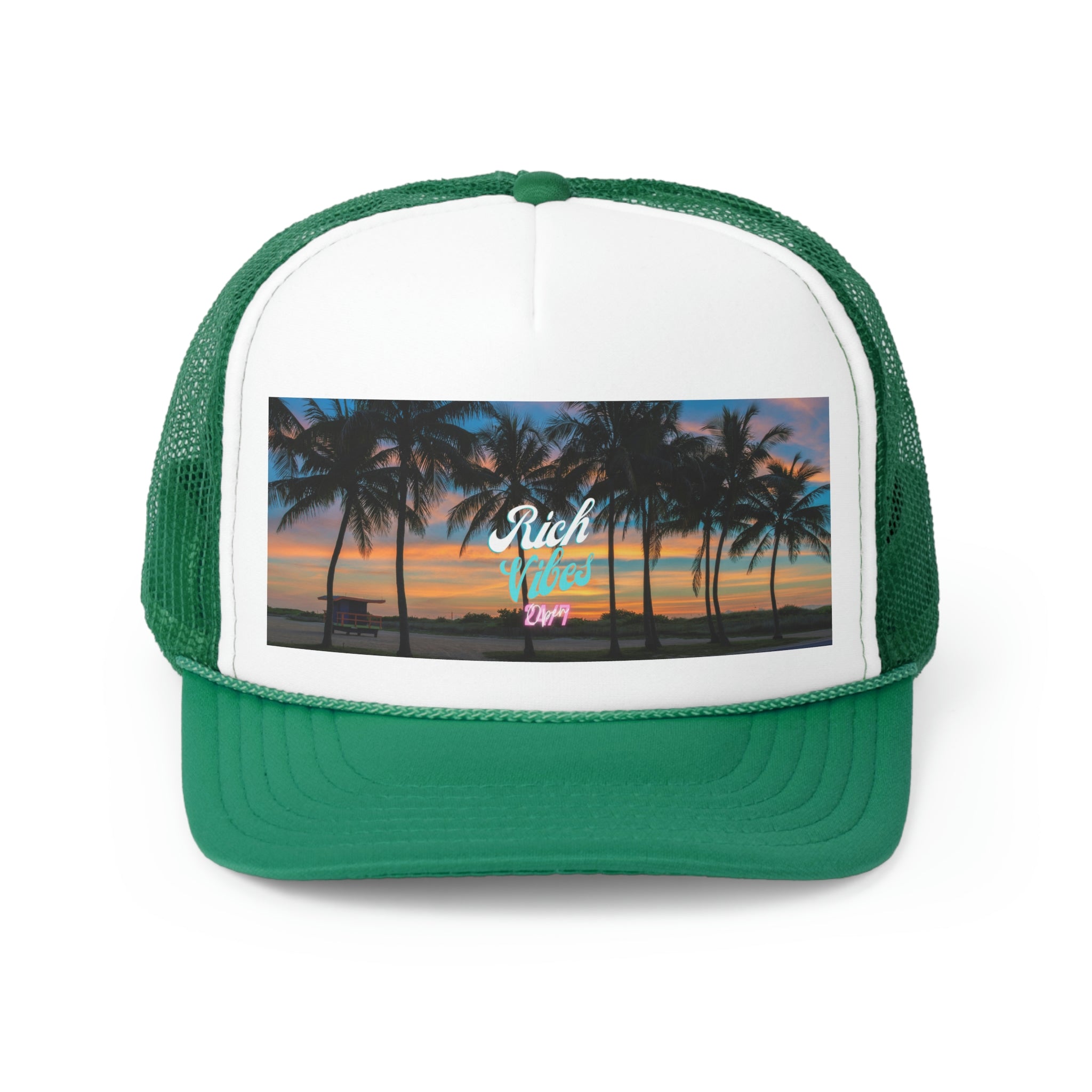 Rich Vibes Logo South Beach Sunset Miami Beach - Trucker Hat