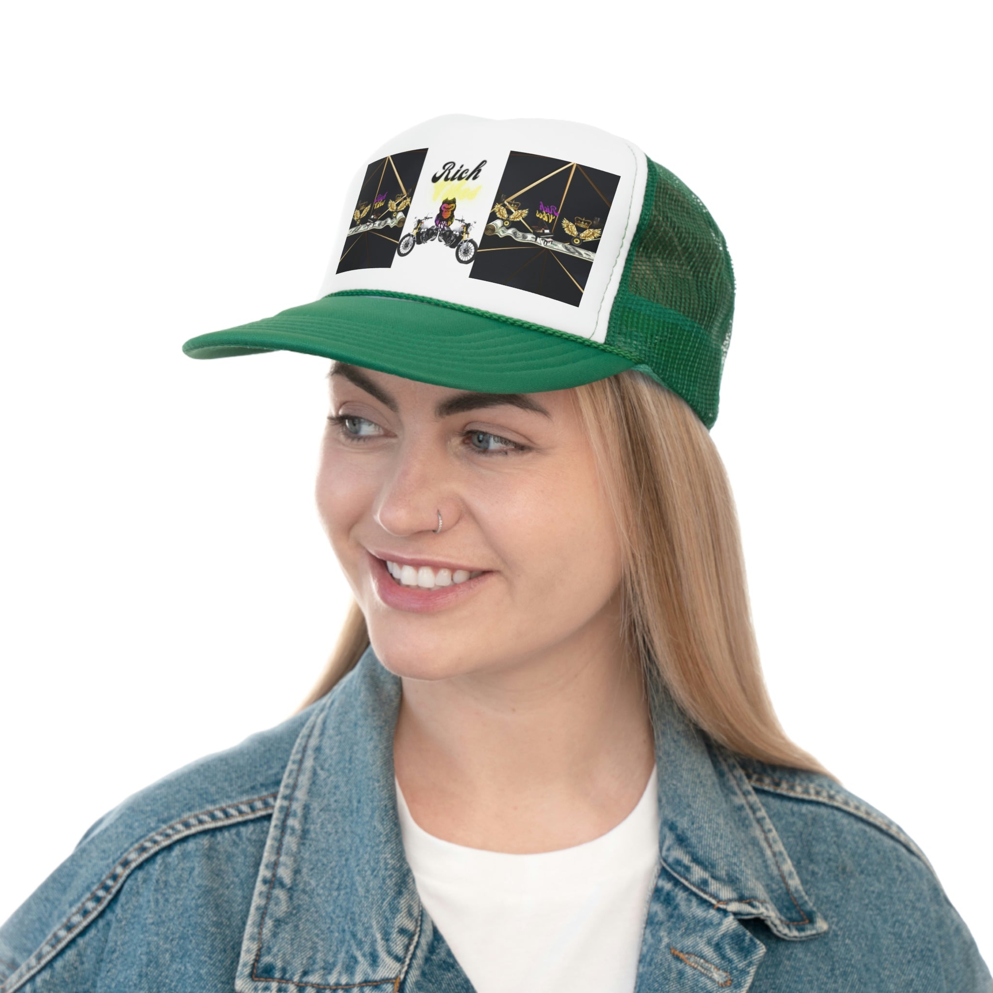 Rich Vibes Brand Of The Brave Speaker Biker - Trucker Hat