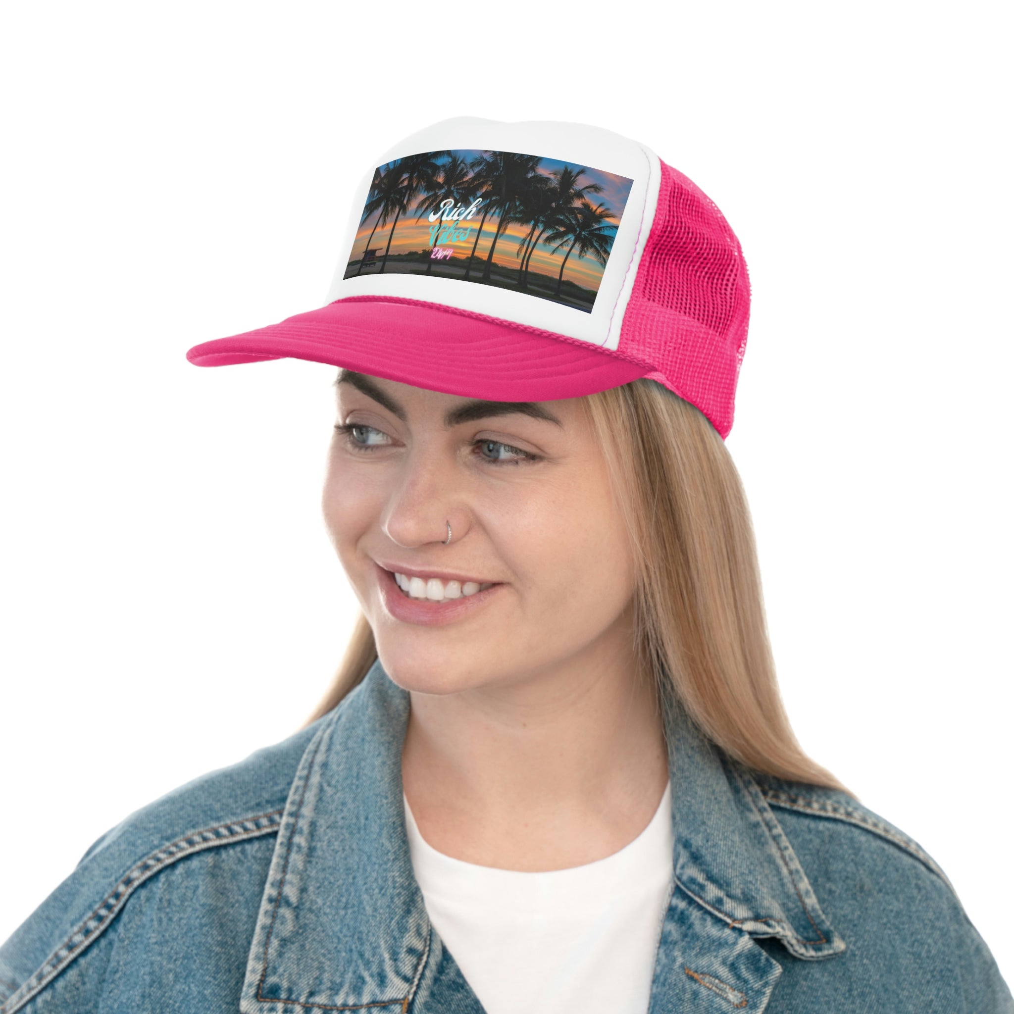 Rich Vibes Logo South Beach Sunset Miami Beach - Trucker Hat