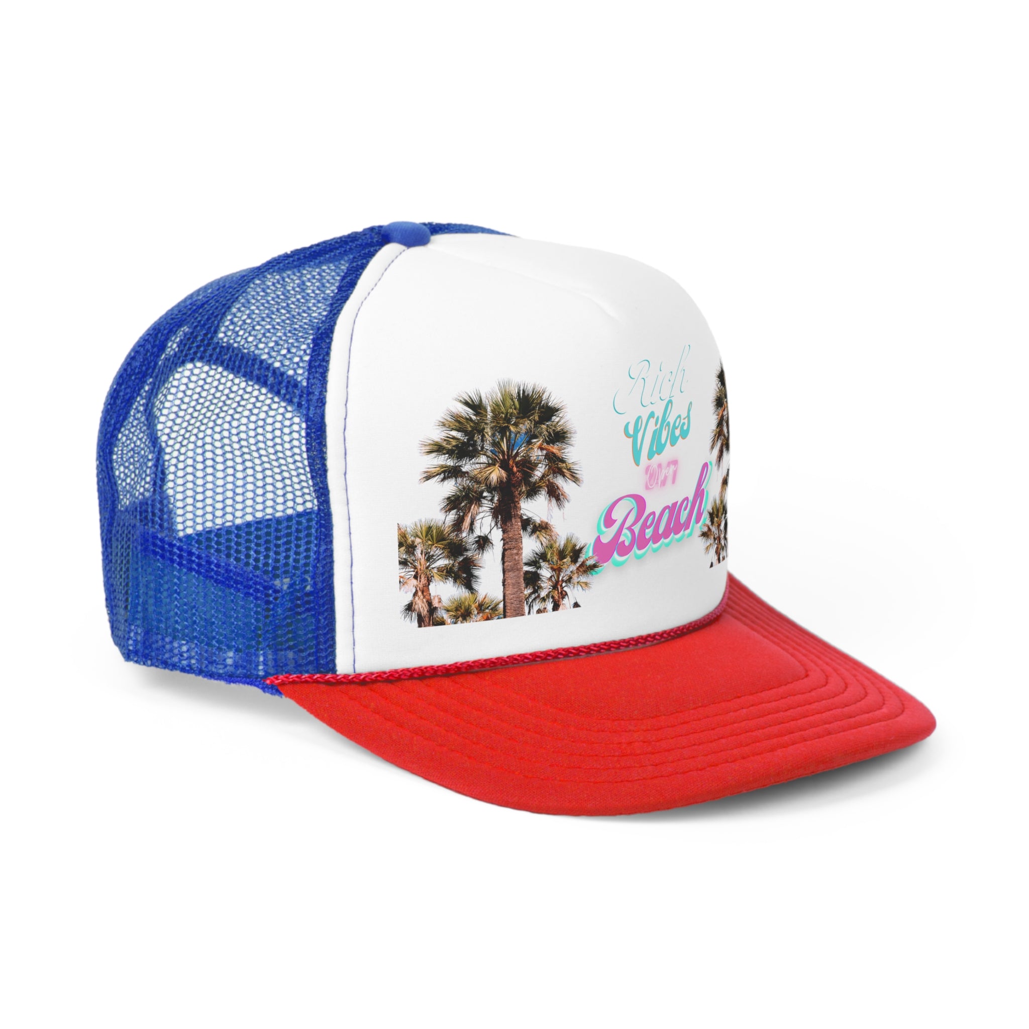 Rich Vibes Logo 24/7 Miami Beach Pink Vibes - Trucker Hat