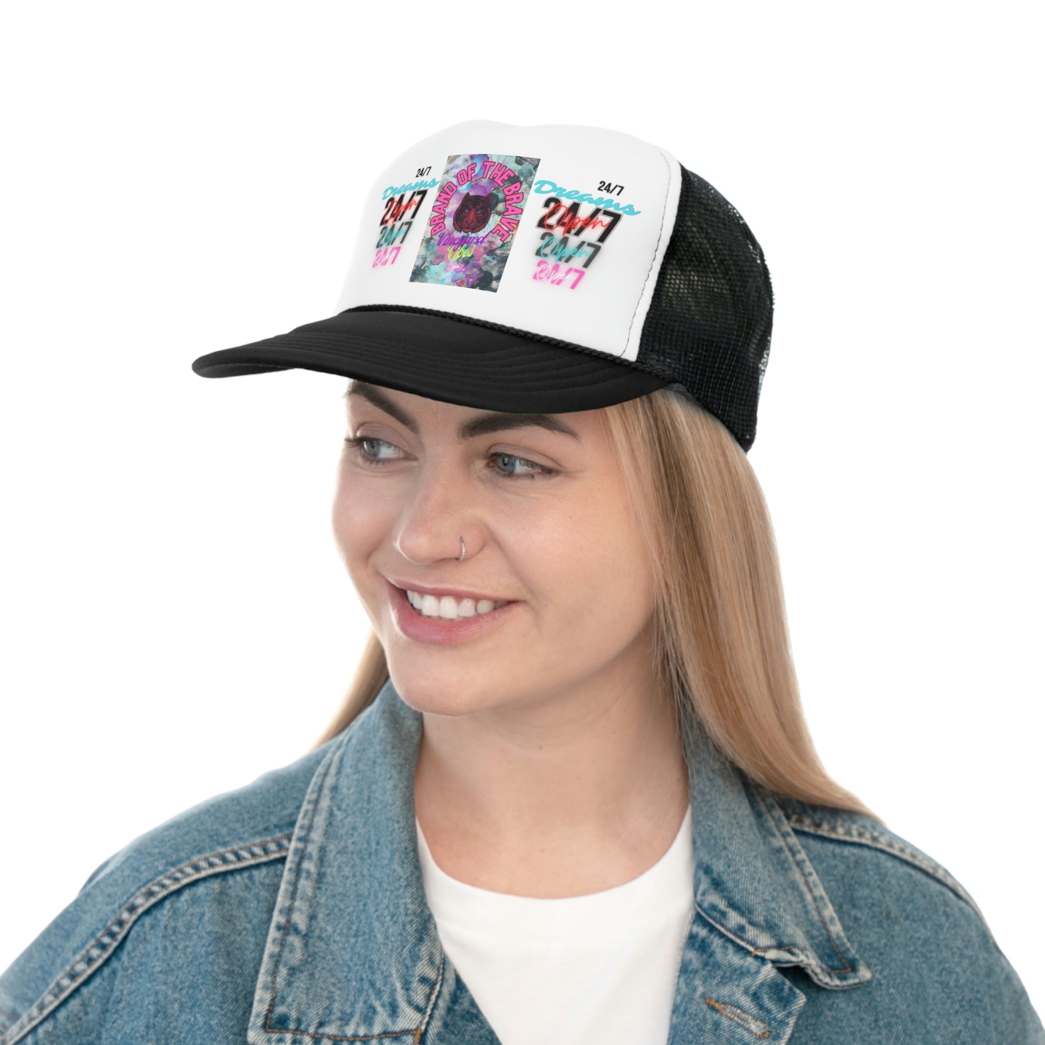 Vineyard Vibes Brand Of The Brave Pink Tiger 24/7 - Trucker Hat