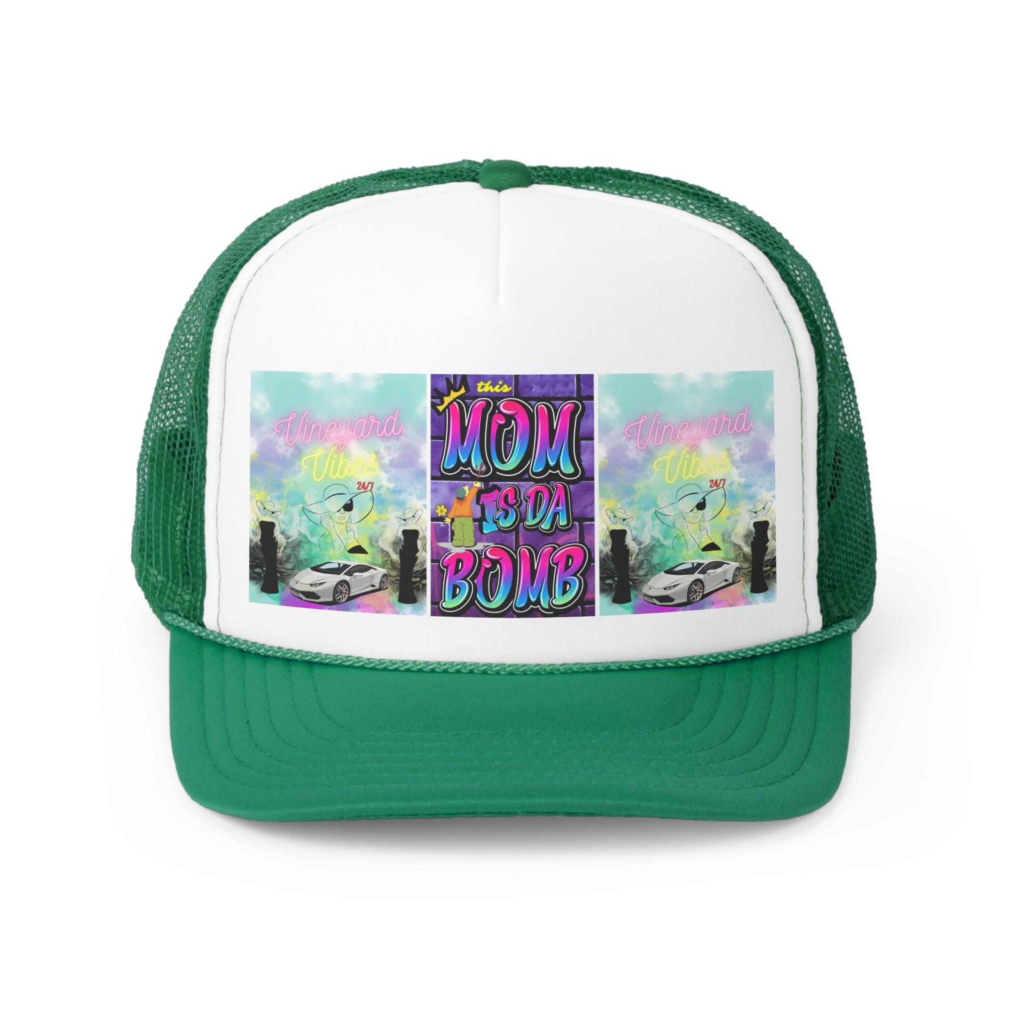 Vineyard Vibes Brand Of The Brave Purple Mom - Trucker Hat