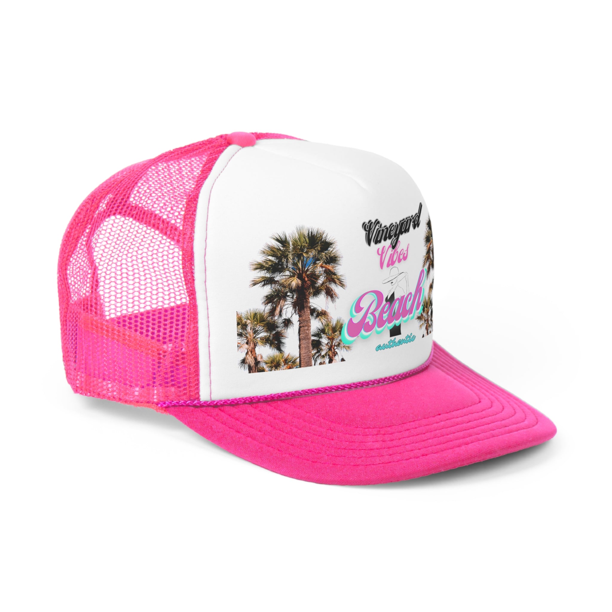 Vineyard Vibes Logo Miami Beach Pink Vibes - Trucker Hat