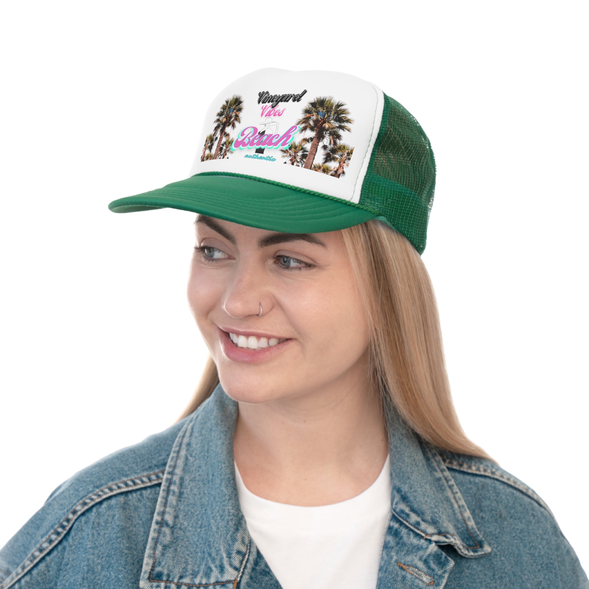 Vineyard Vibes Logo Miami Beach Pink Vibes - Trucker Hat