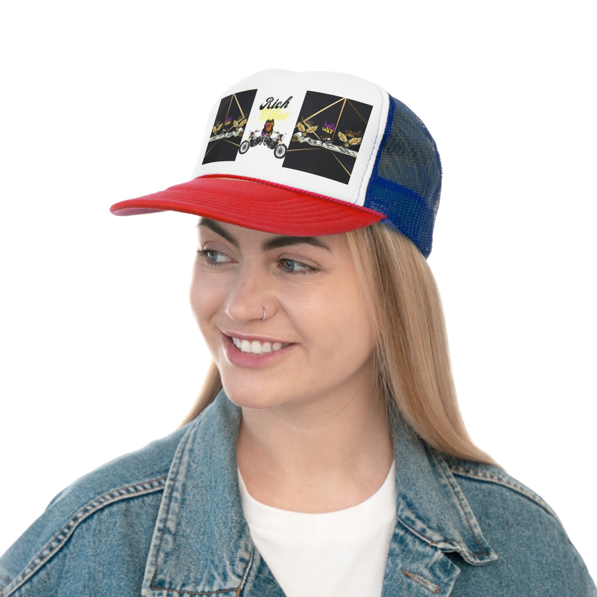 Rich Vibes Brand Of The Brave Speaker Biker - Trucker Hat