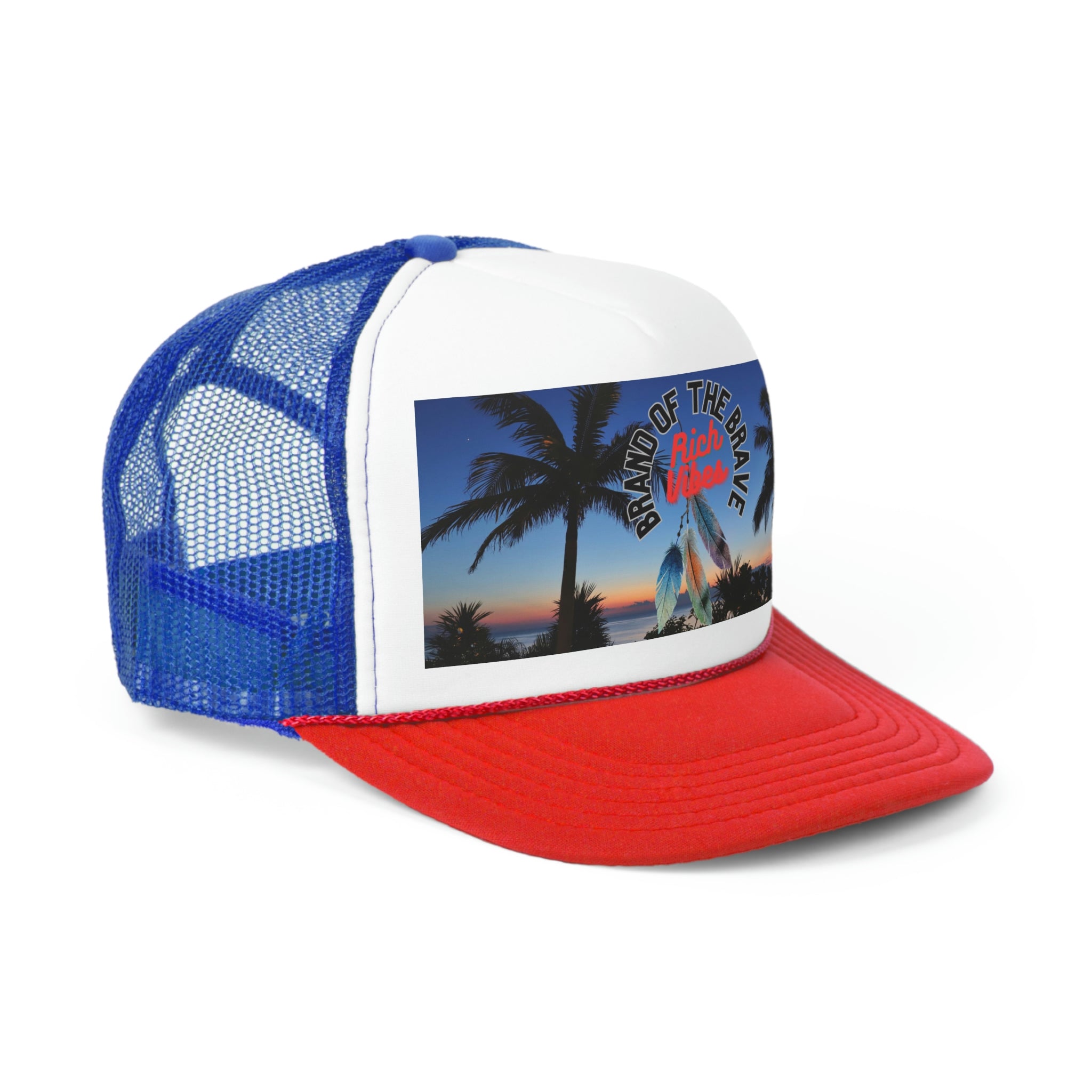 Rich Vibes Logo Sunset in Okinawa Beach - Trucker Hat