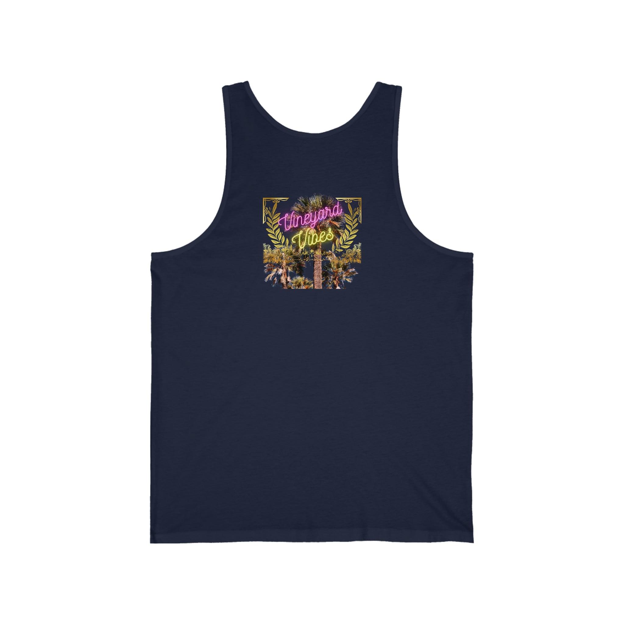 Vineyard Vibes Pink Palm Tree Silhouette - Jersey Tank