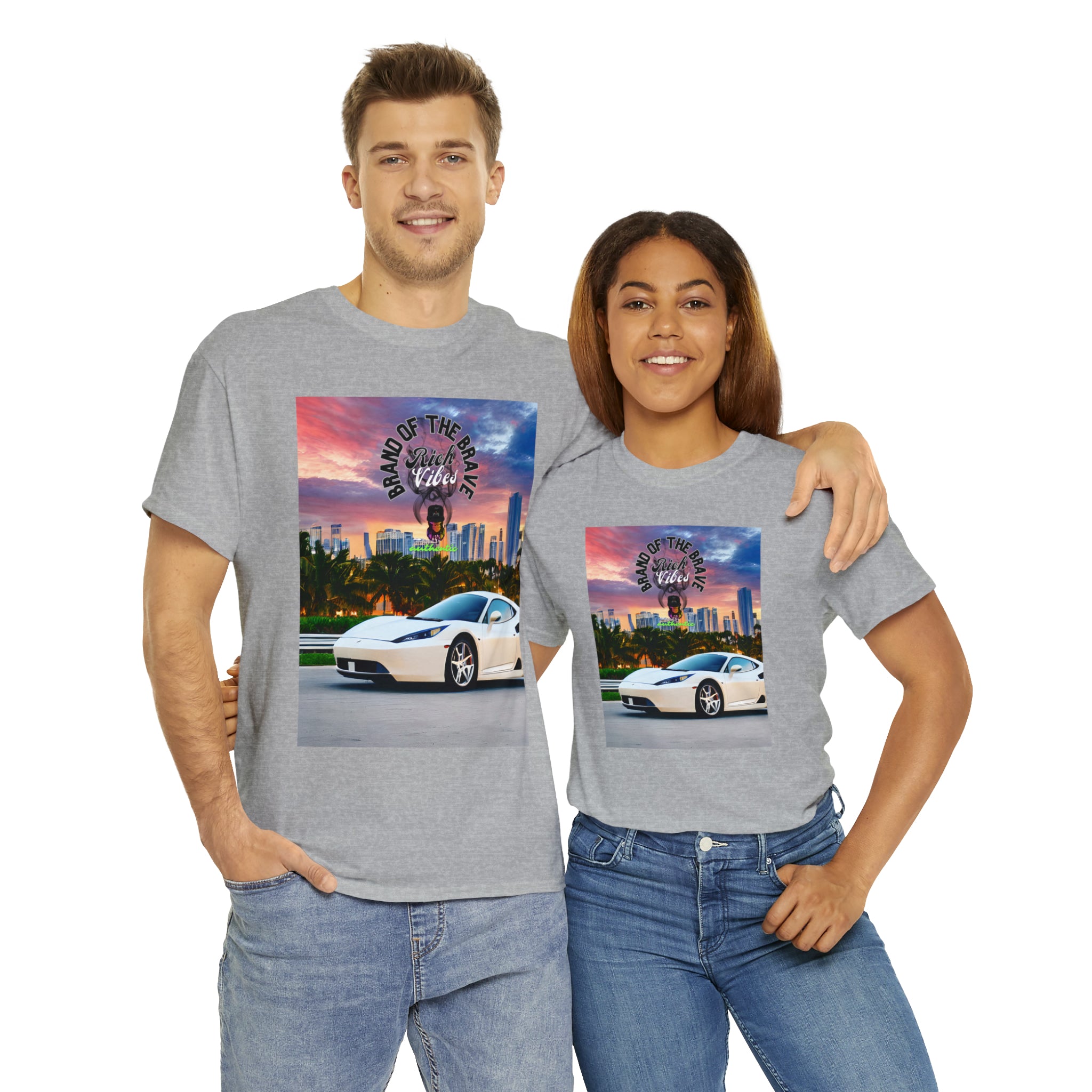 Rich Vibes Brand Of The Brave Motor Sport Miami Sunset- Heavy T-Shirt