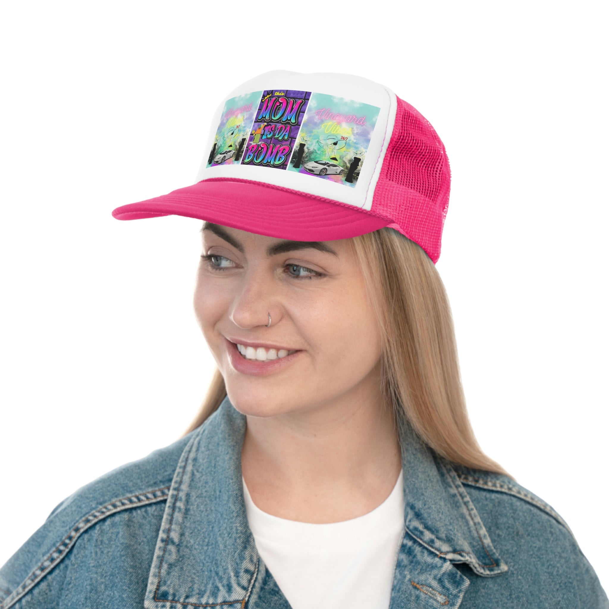 Vineyard Vibes Brand Of The Brave Purple Mom - Trucker Hat