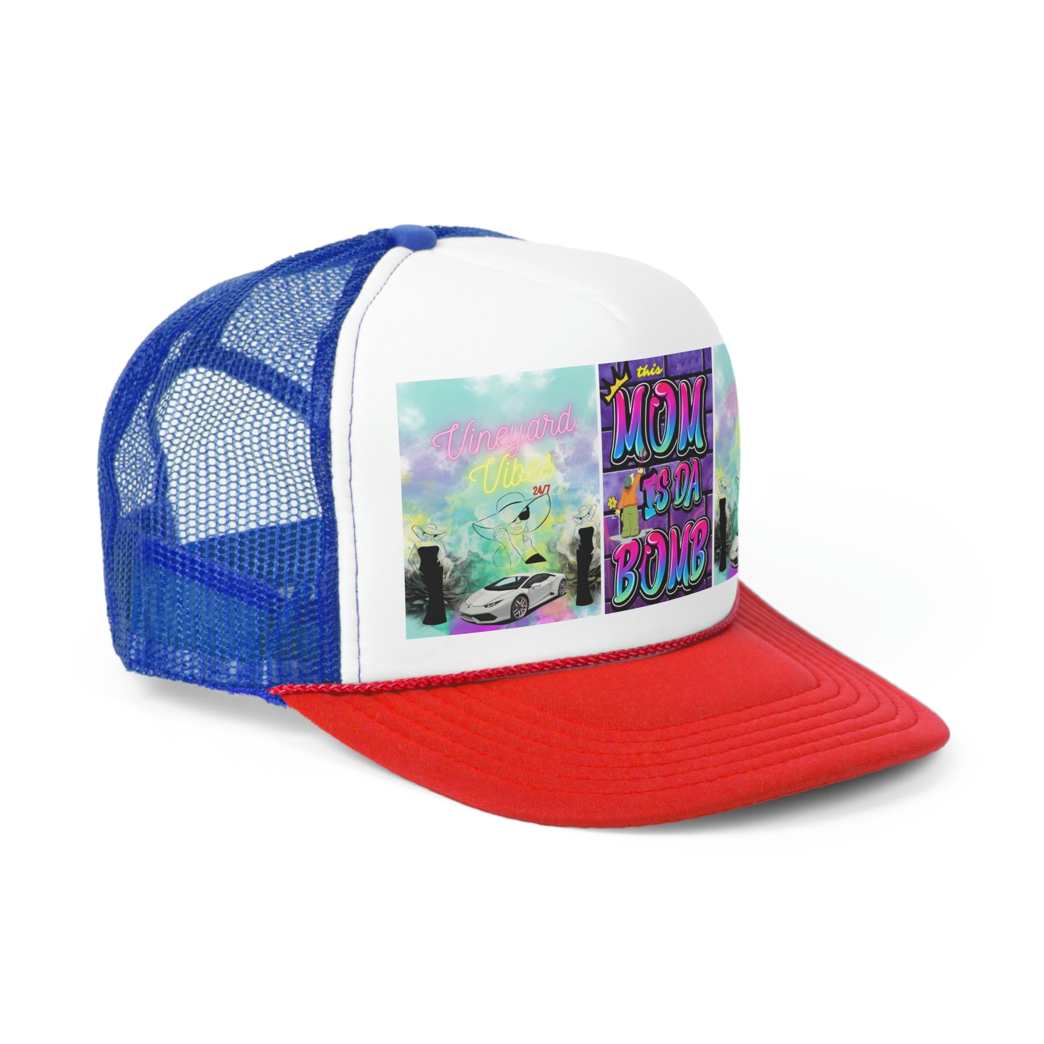 Vineyard Vibes Brand Of The Brave Purple Mom - Trucker Hat