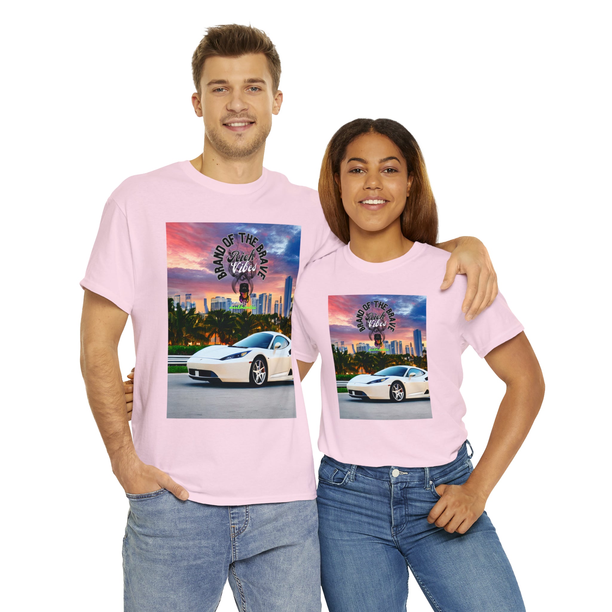 Rich Vibes Brand Of The Brave Motor Sport Miami Sunset- Heavy T-Shirt
