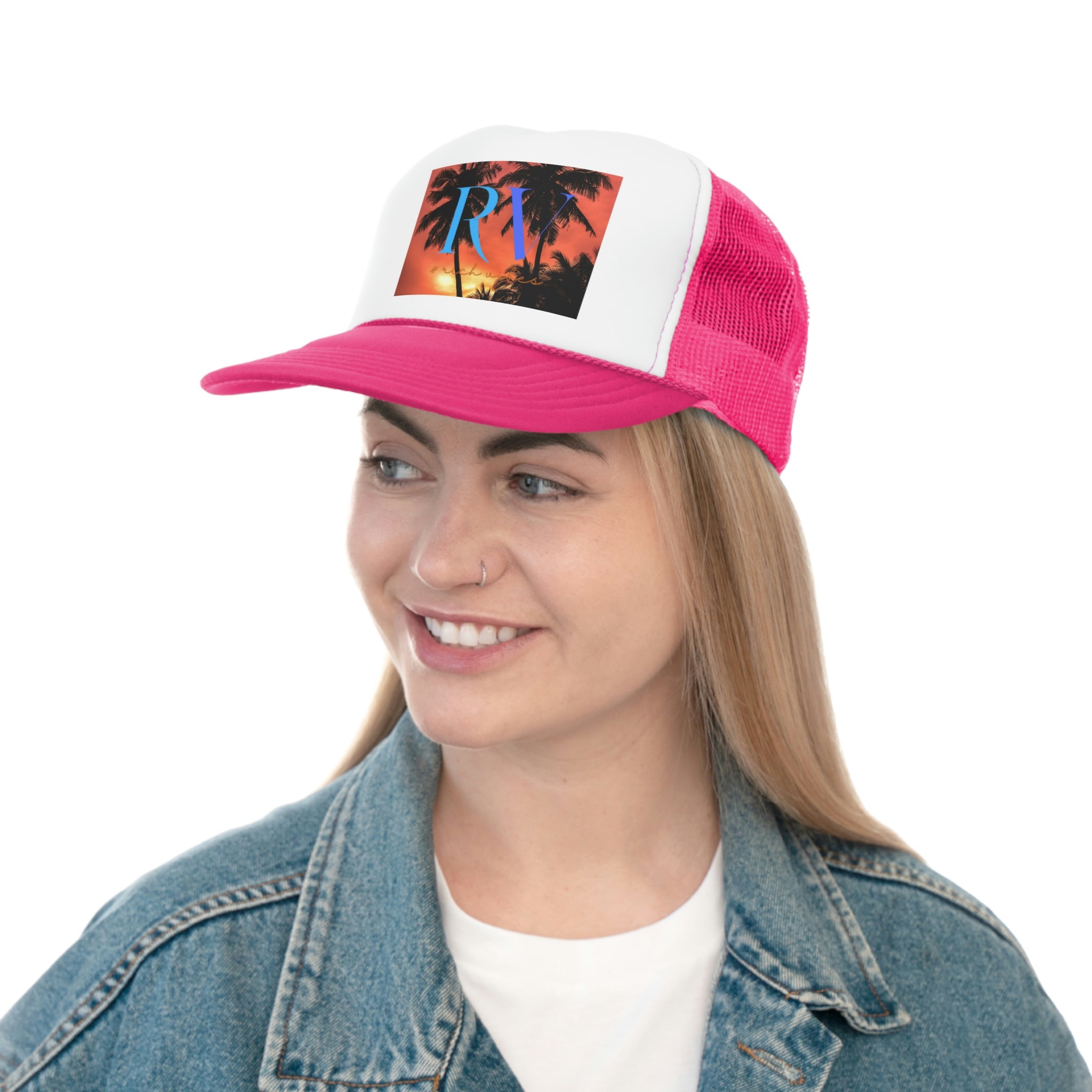 Rich Vibes Red Sunset RV Silhouette  - Trucker Hat
