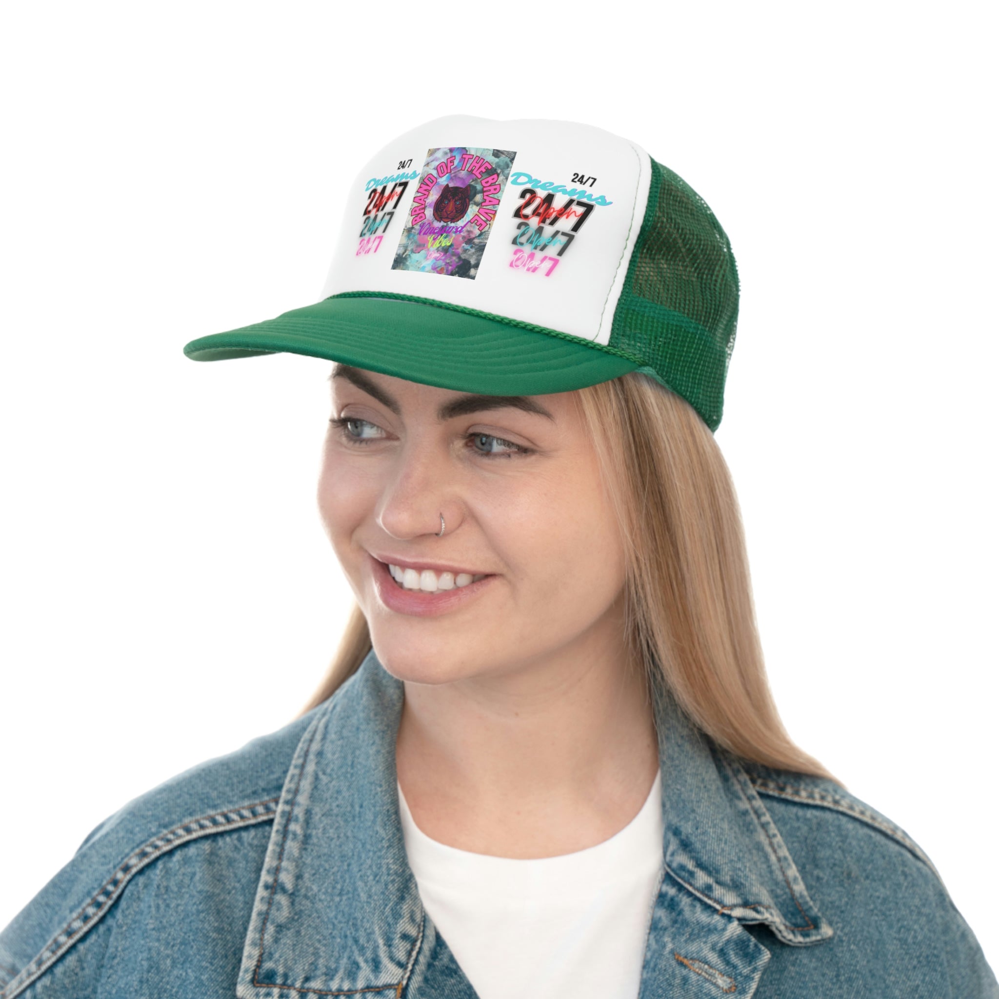 Vineyard Vibes Brand Of The Brave Pink Tiger 24/7 - Trucker Hat
