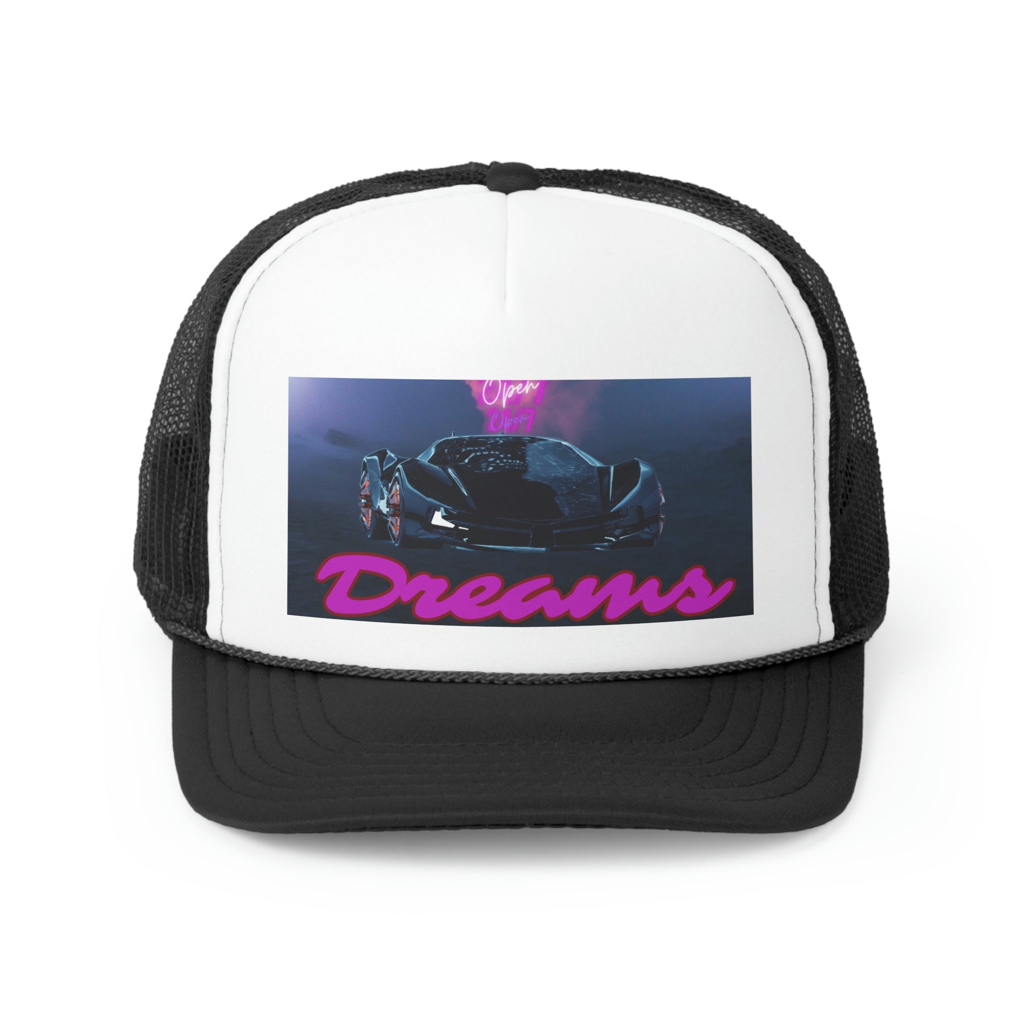 Rich Vibes Big Purple Dreams Wide Miami Black - Trucker Hat