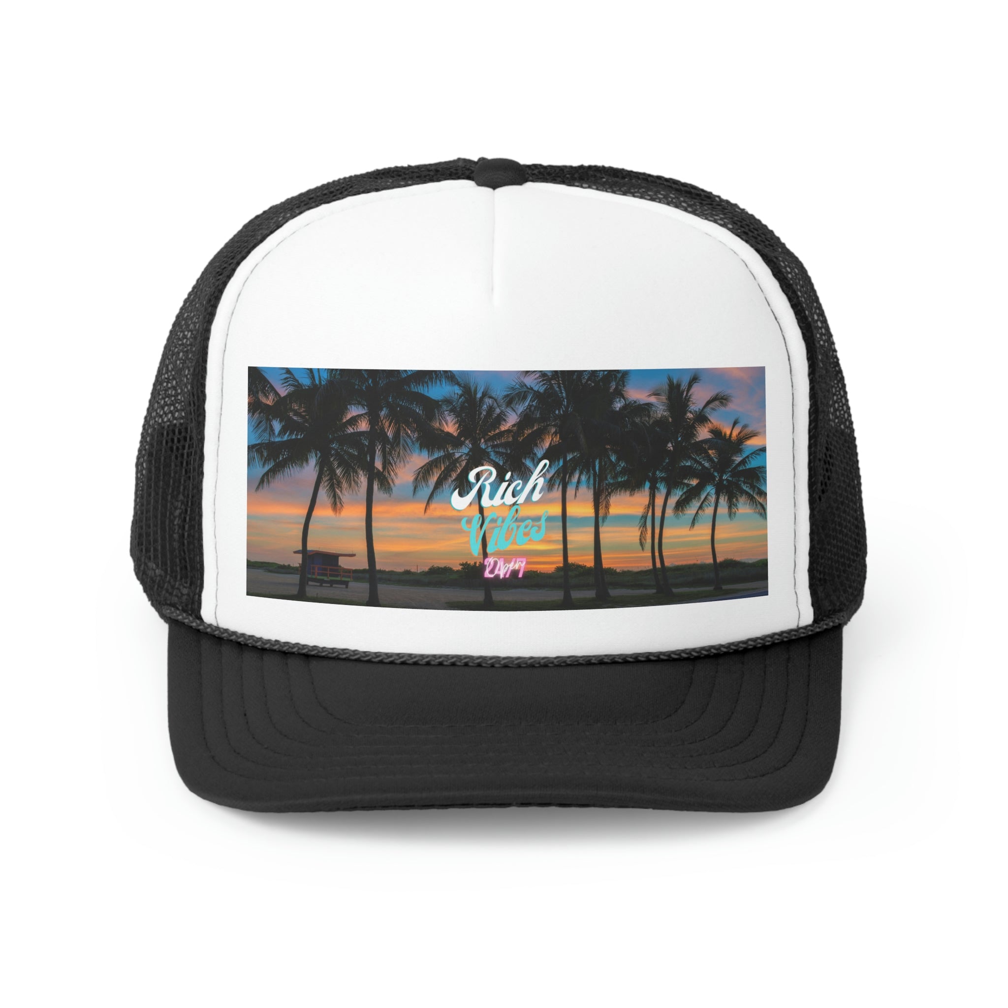 Rich Vibes Logo South Beach Sunset Miami Beach - Trucker Hat