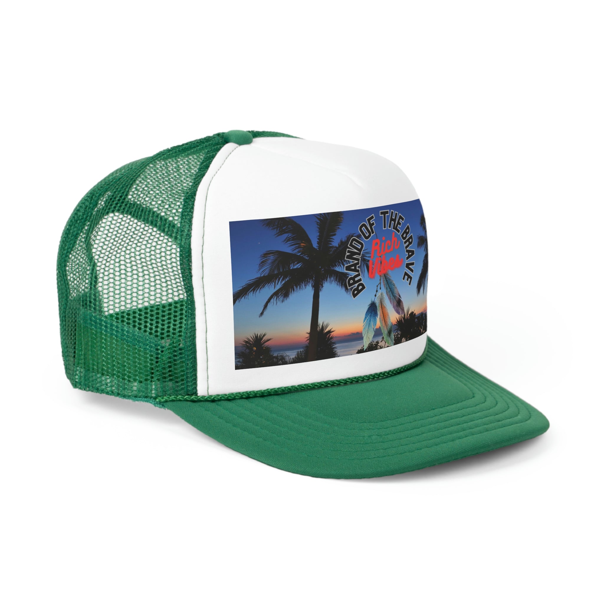 Rich Vibes Logo Sunset in Okinawa Beach - Trucker Hat