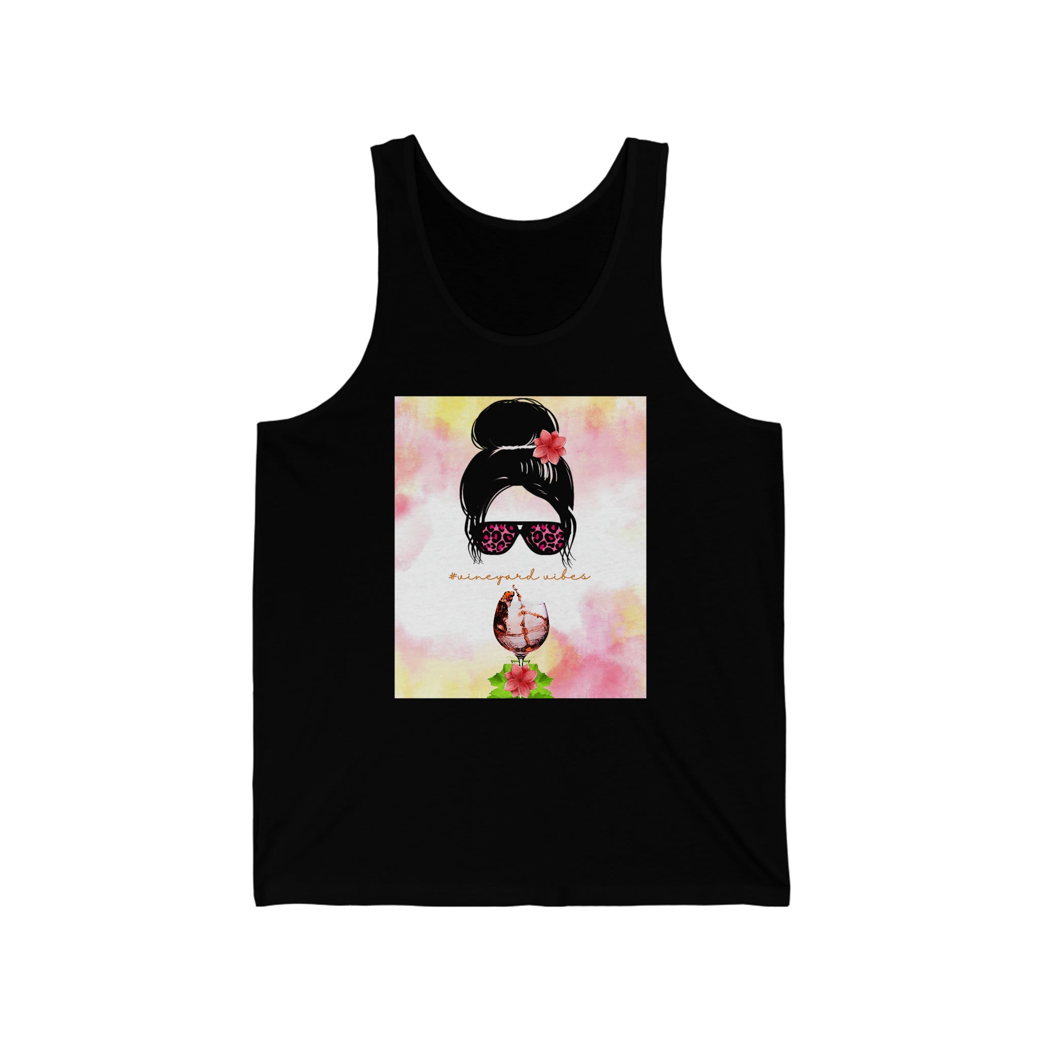 Vineyard Vibes Pink Water Colors Jersey Tank