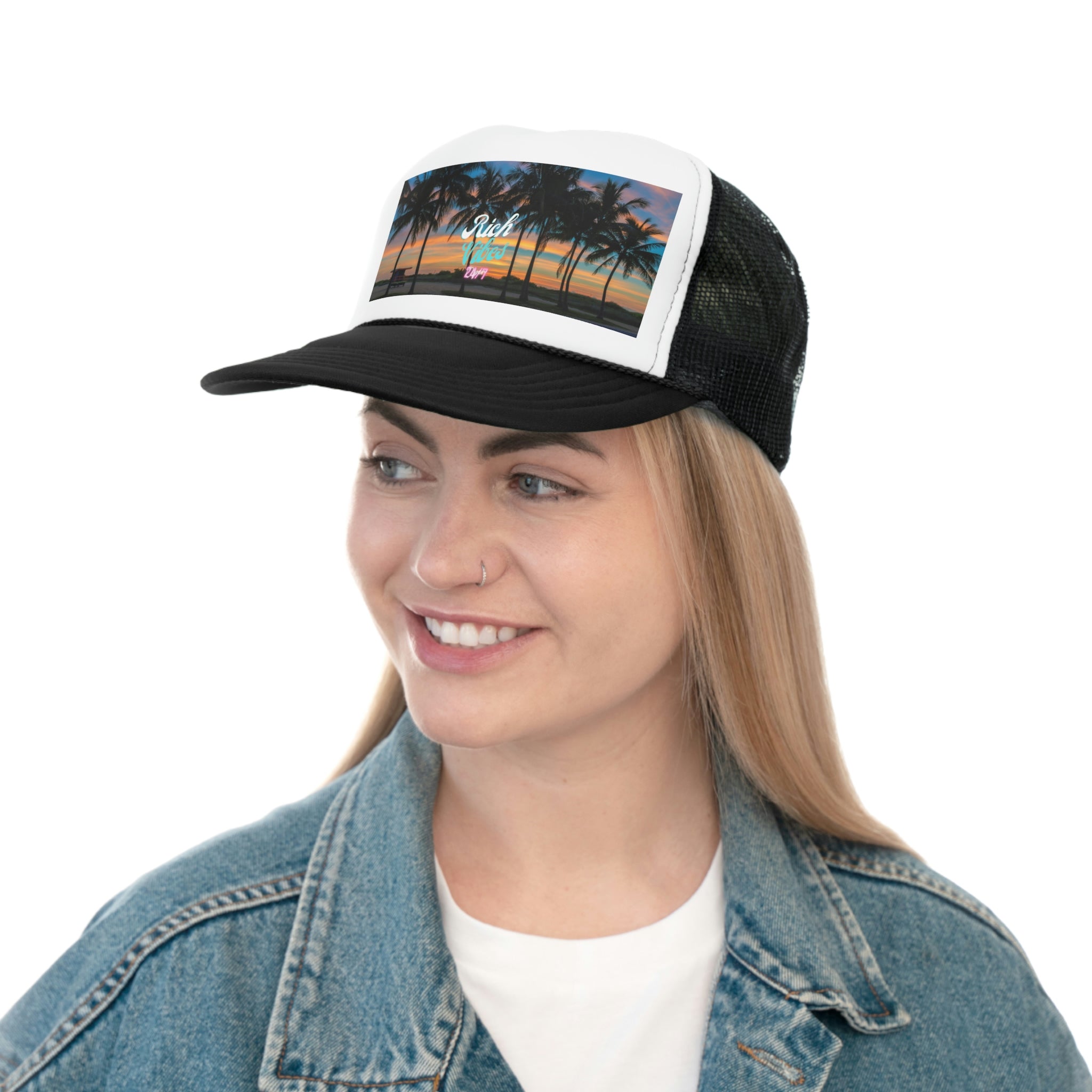 Rich Vibes Logo South Beach Sunset Miami Beach - Trucker Hat