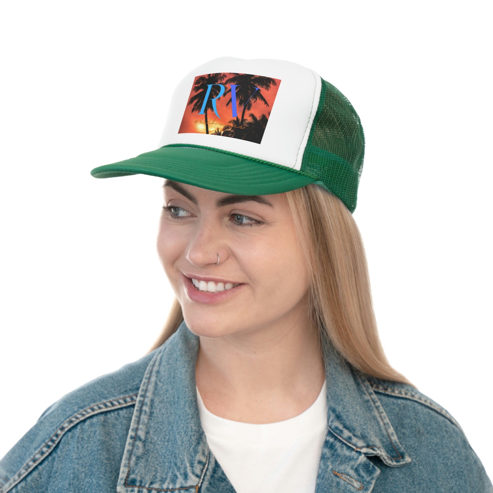 Rich Vibes Red Sunset RV Silhouette  - Trucker Hat