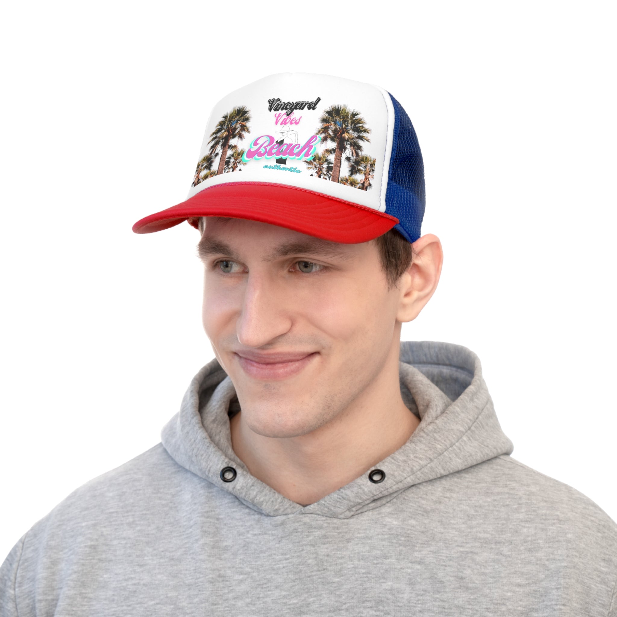 Vineyard Vibes Logo Miami Beach Pink Vibes - Trucker Hat