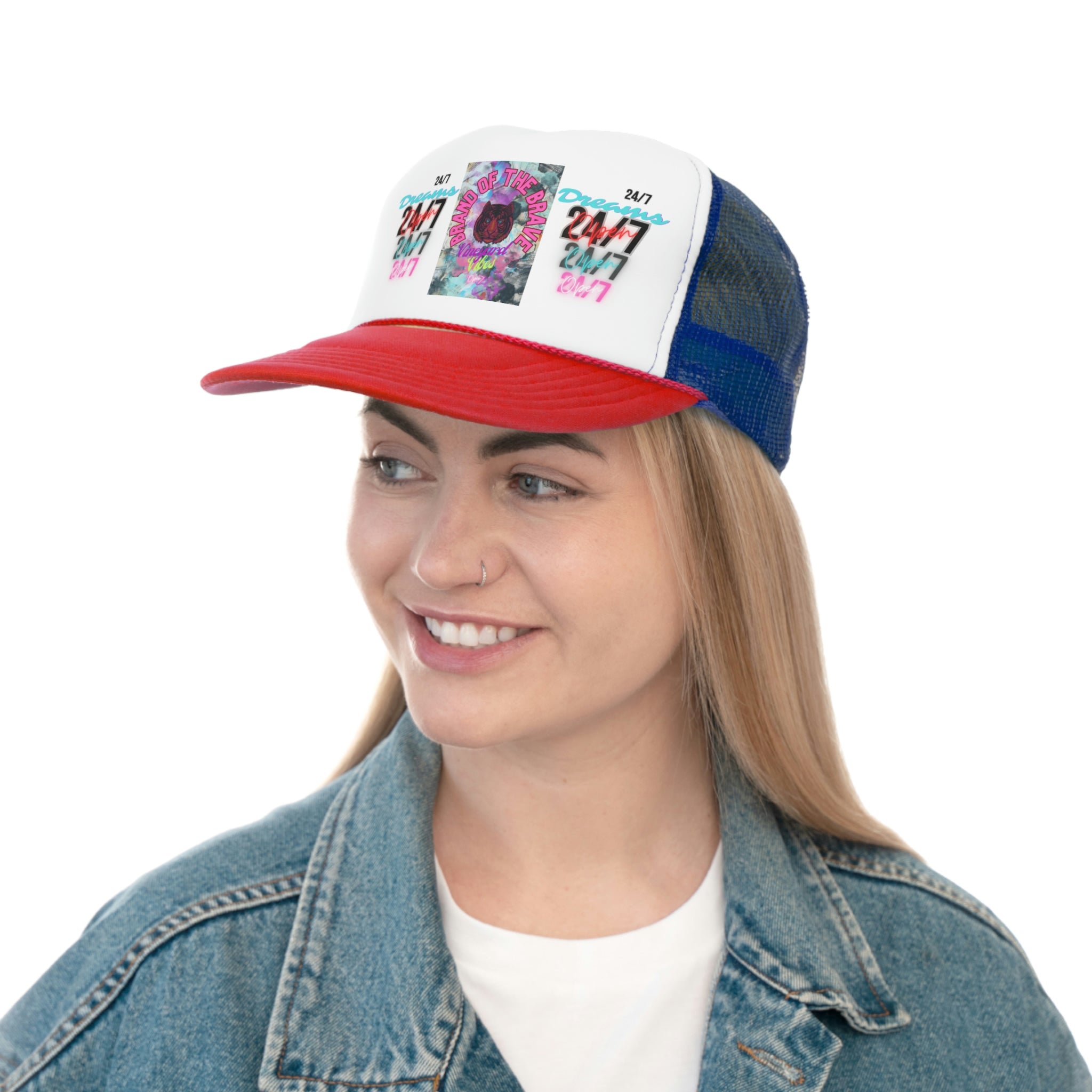 Vineyard Vibes Brand Of The Brave Pink Tiger 24/7 - Trucker Hat