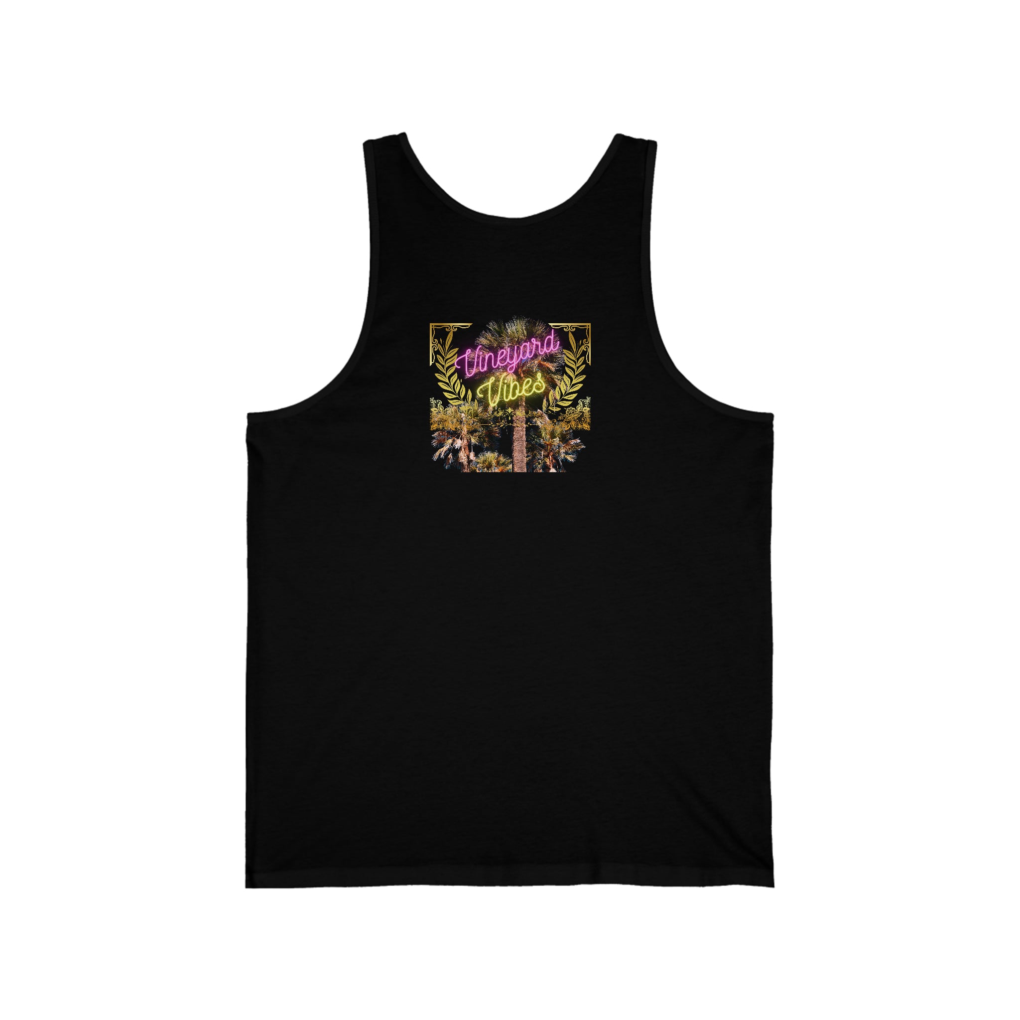 Vineyard Vibes Pink Palm Tree Silhouette - Jersey Tank