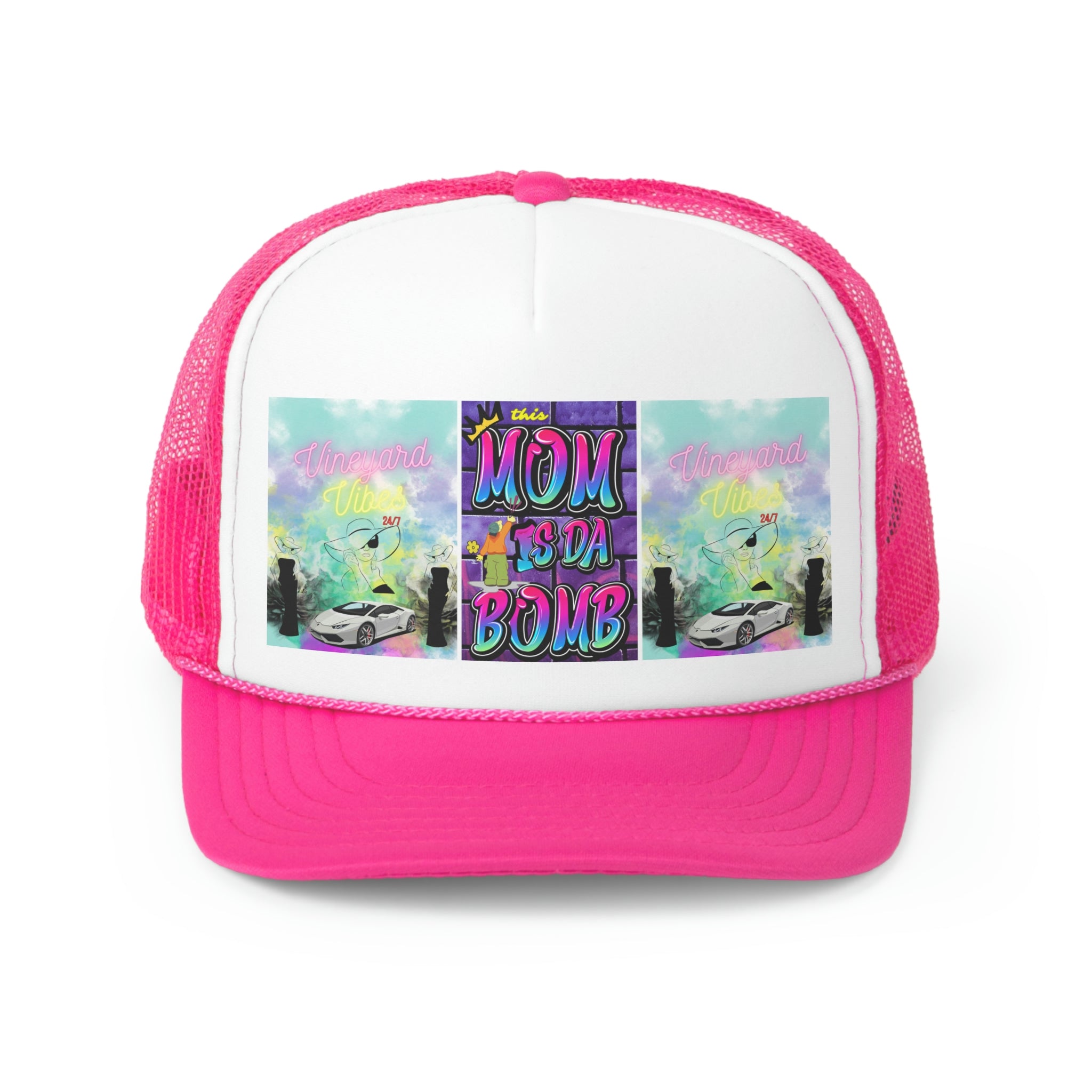Vineyard Vibes Brand Of The Brave Purple Mom - Trucker Hat