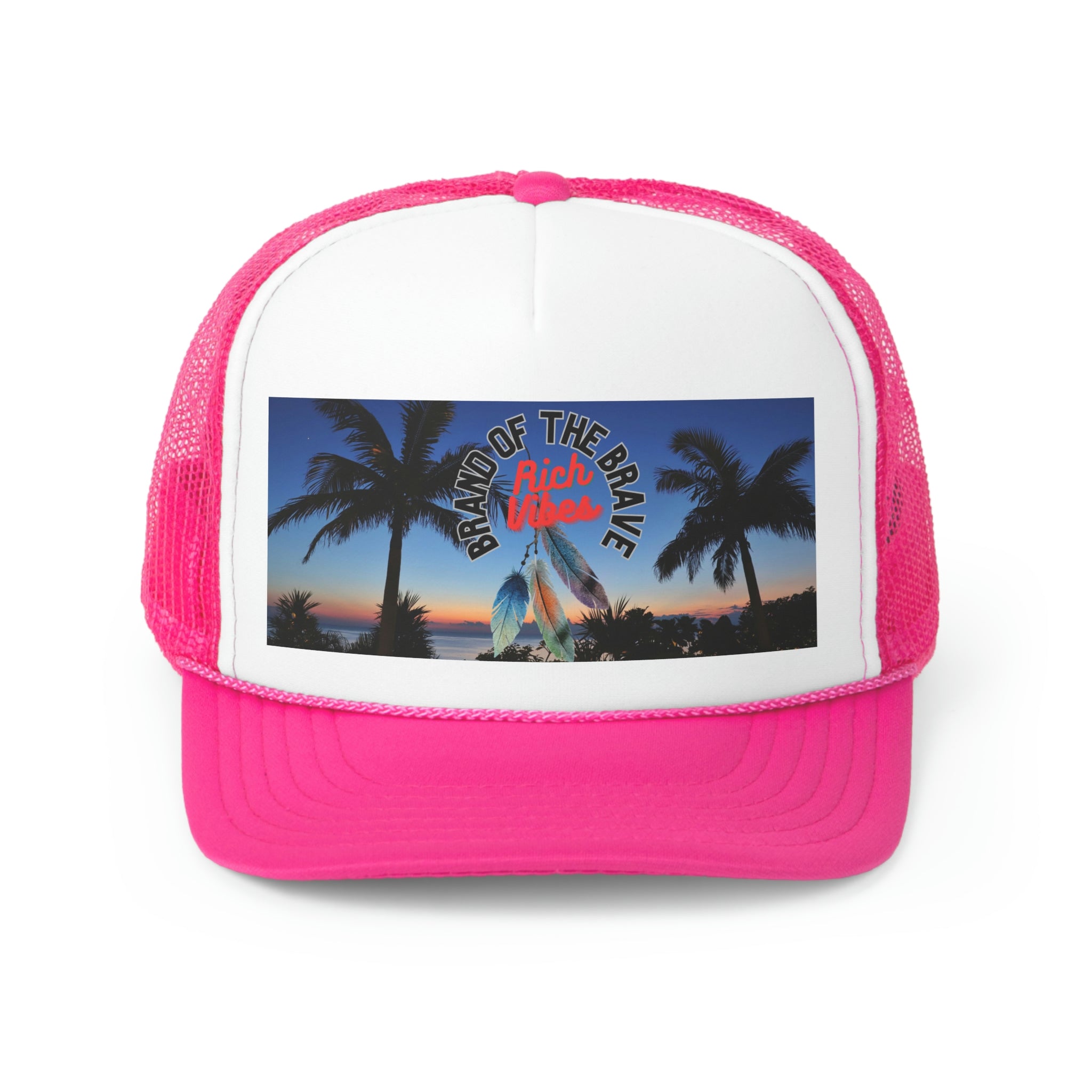 Rich Vibes Logo Sunset in Okinawa Beach - Trucker Hat