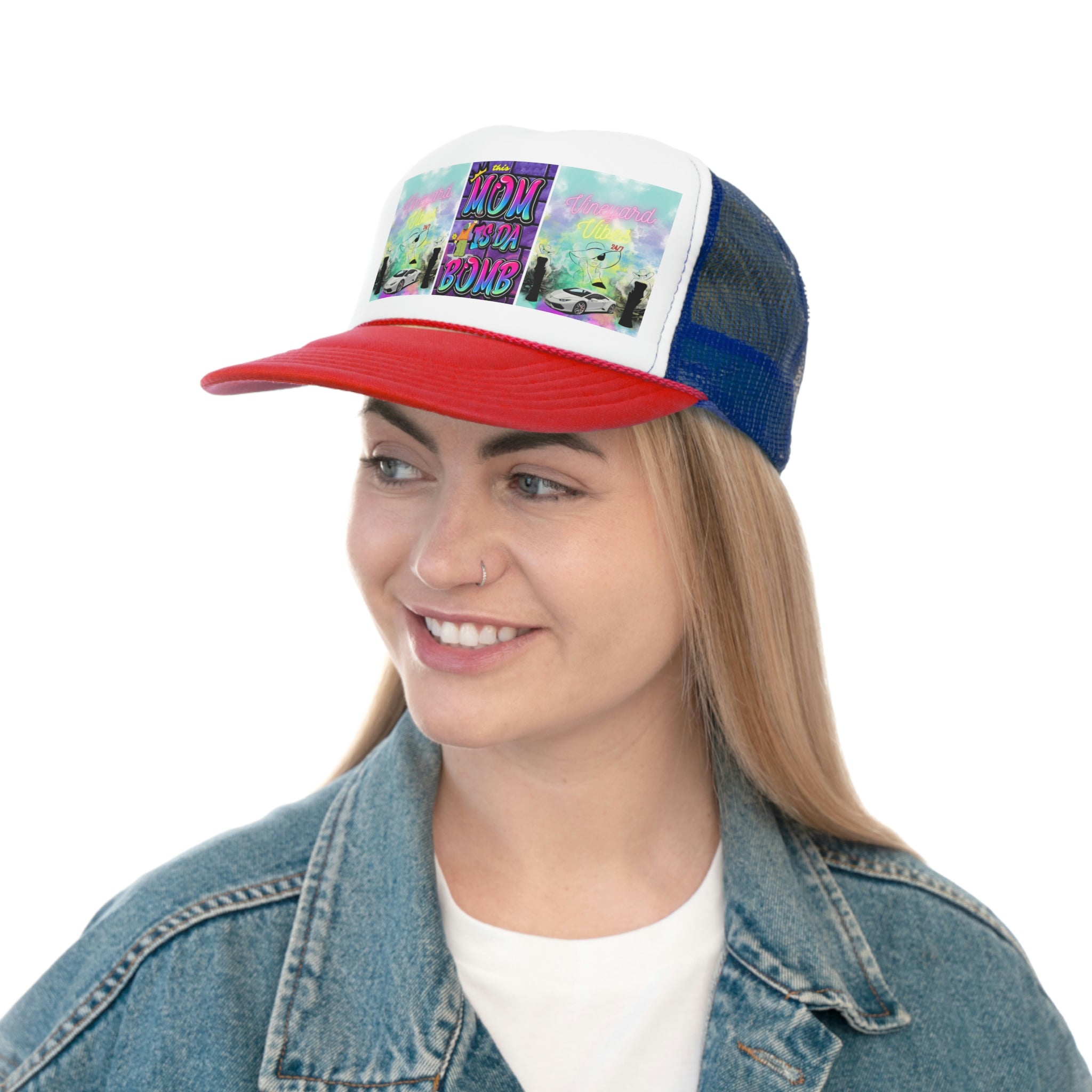 Vineyard Vibes Brand Of The Brave Purple Mom - Trucker Hat