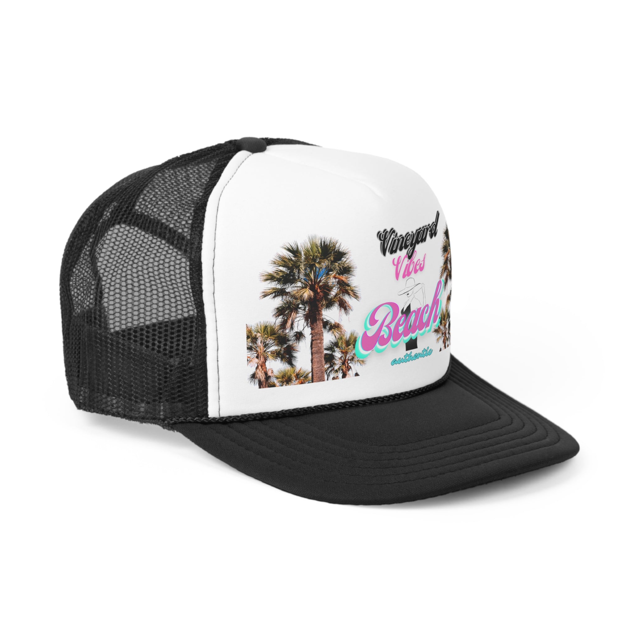 Vineyard Vibes Logo Miami Beach Pink Vibes - Trucker Hat