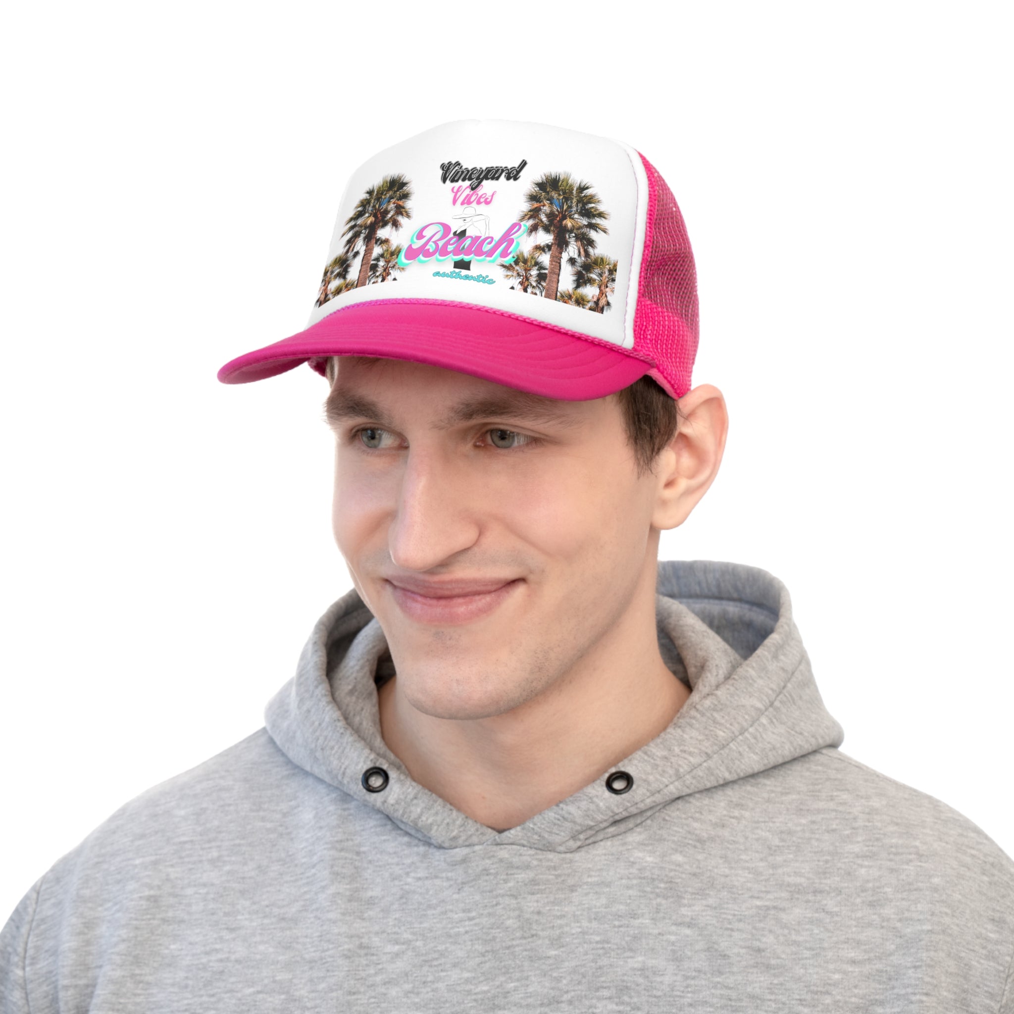 Vineyard Vibes Logo Miami Beach Pink Vibes - Trucker Hat