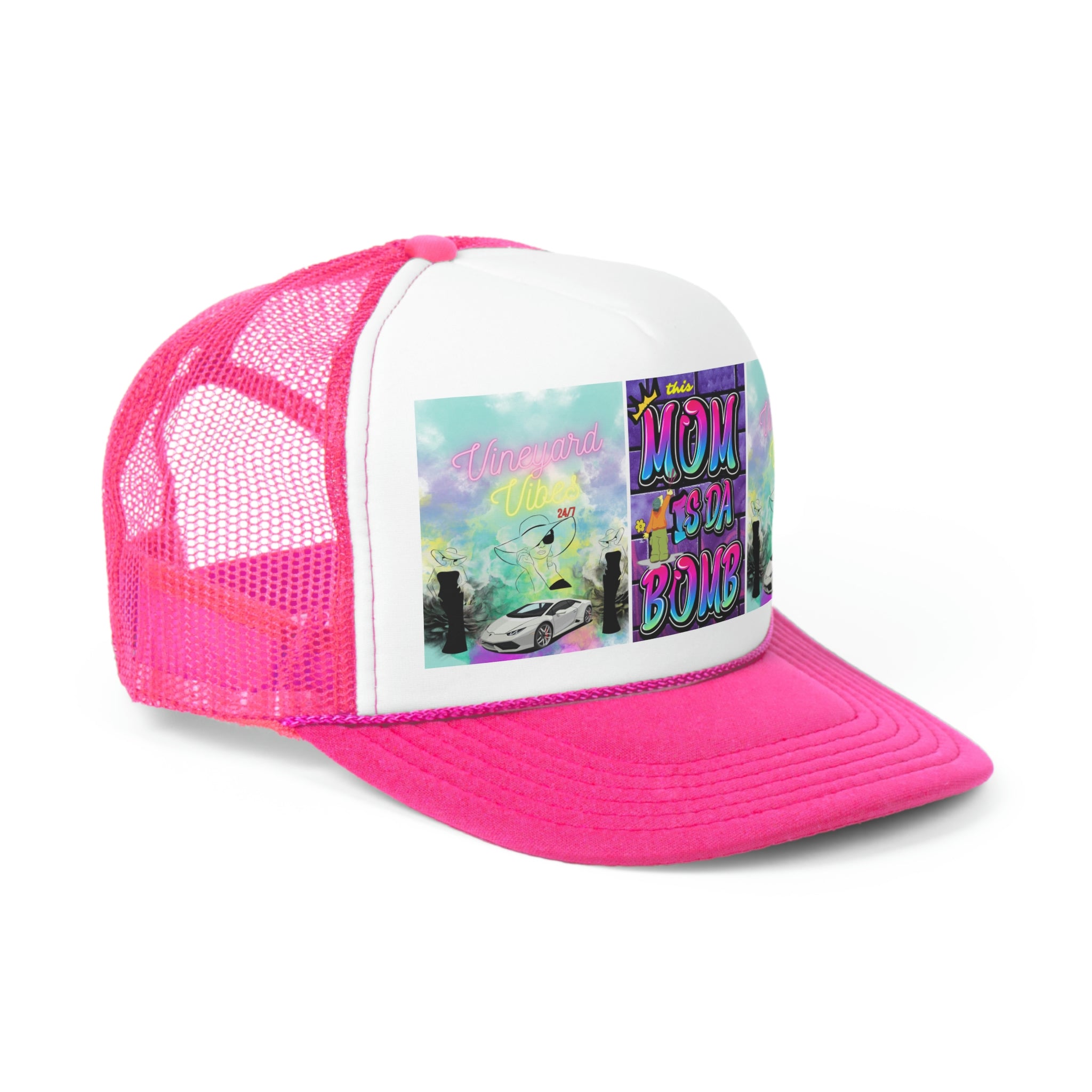 Vineyard Vibes Brand Of The Brave Purple Mom - Trucker Hat